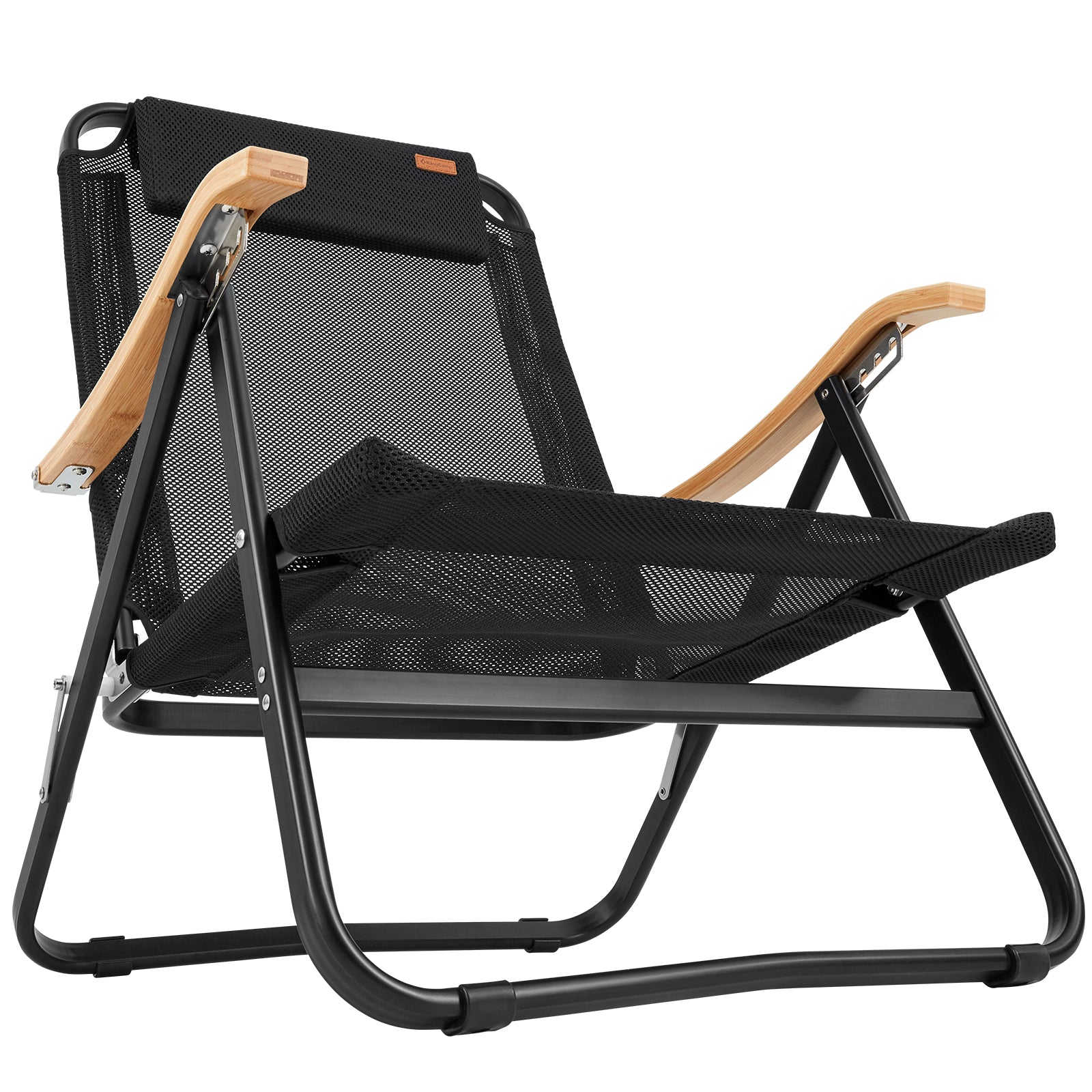 KINGCAMP Lounge Chair Hayden Camping Chair Outdoor XL Low Wood 150 kg
