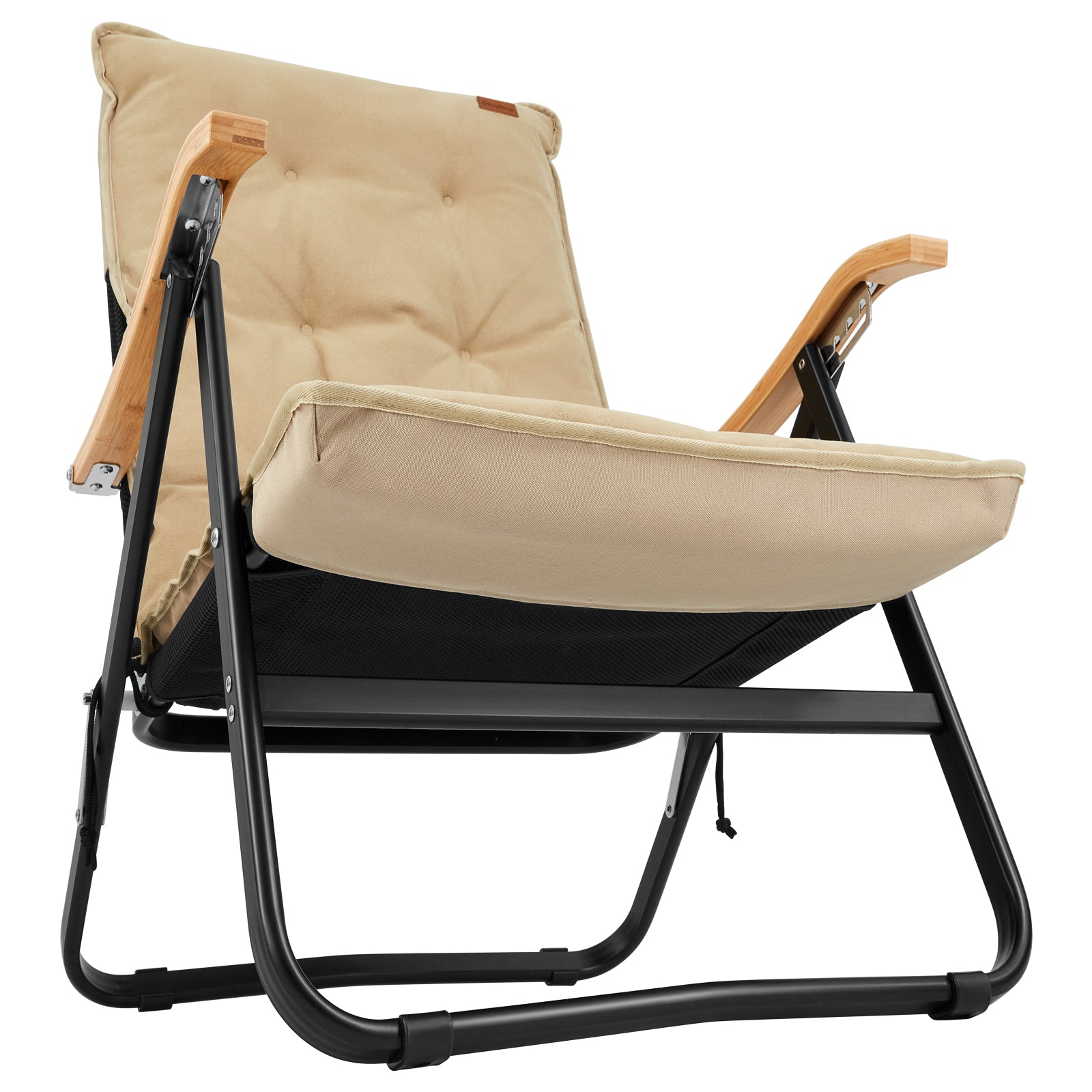 Chaise longue de camping rembourrée Kingcamp Hayden Deluxe XL en bois bas 150 kg