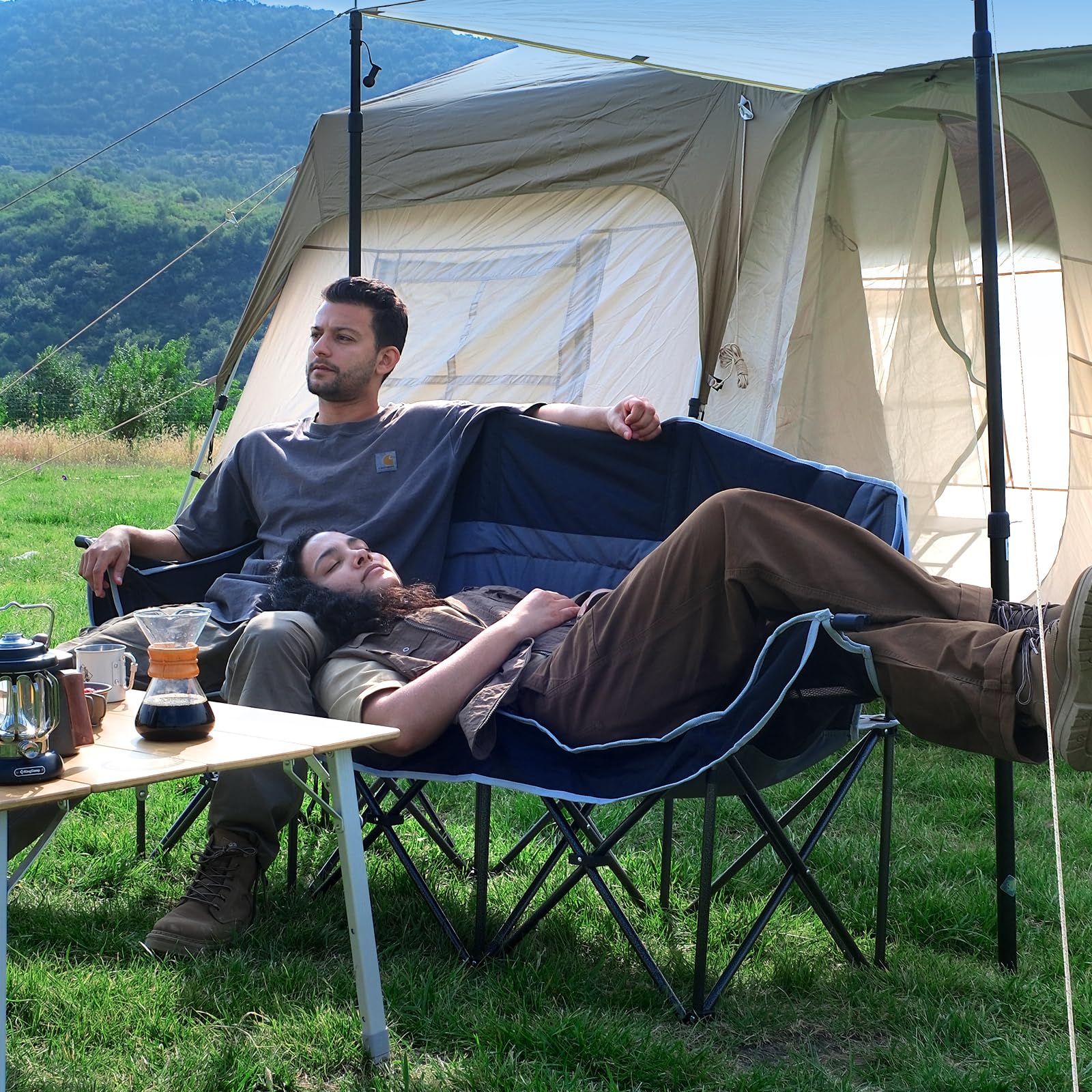 Canapé de camping Kingcamp Triple Deluxe Lounge Chaise pliante 3 personnes 270 kg