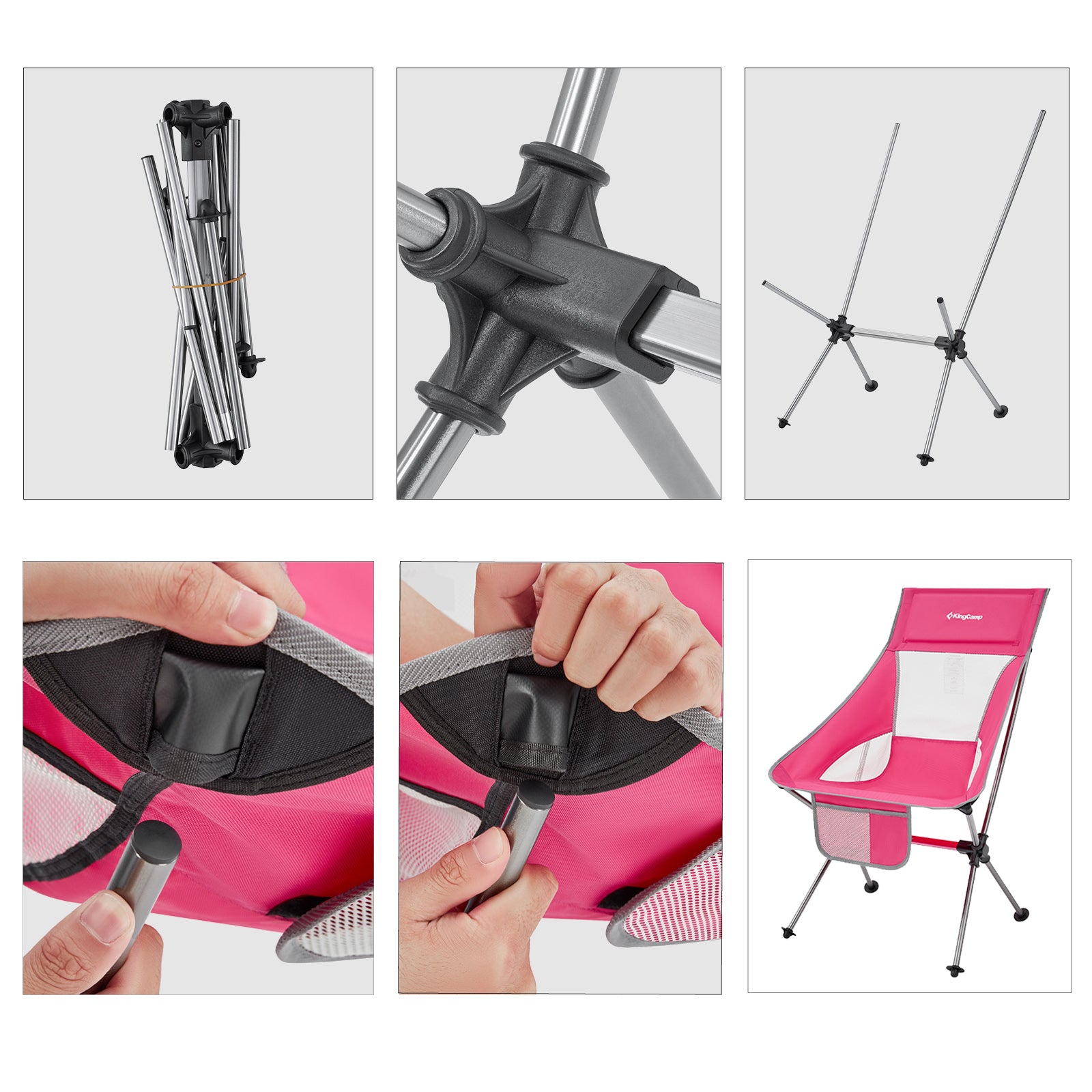 KINGCAMP Chaise de camping Logan Chaise pliante Chaise de plage Pliable Légère en aluminium 150 kg
