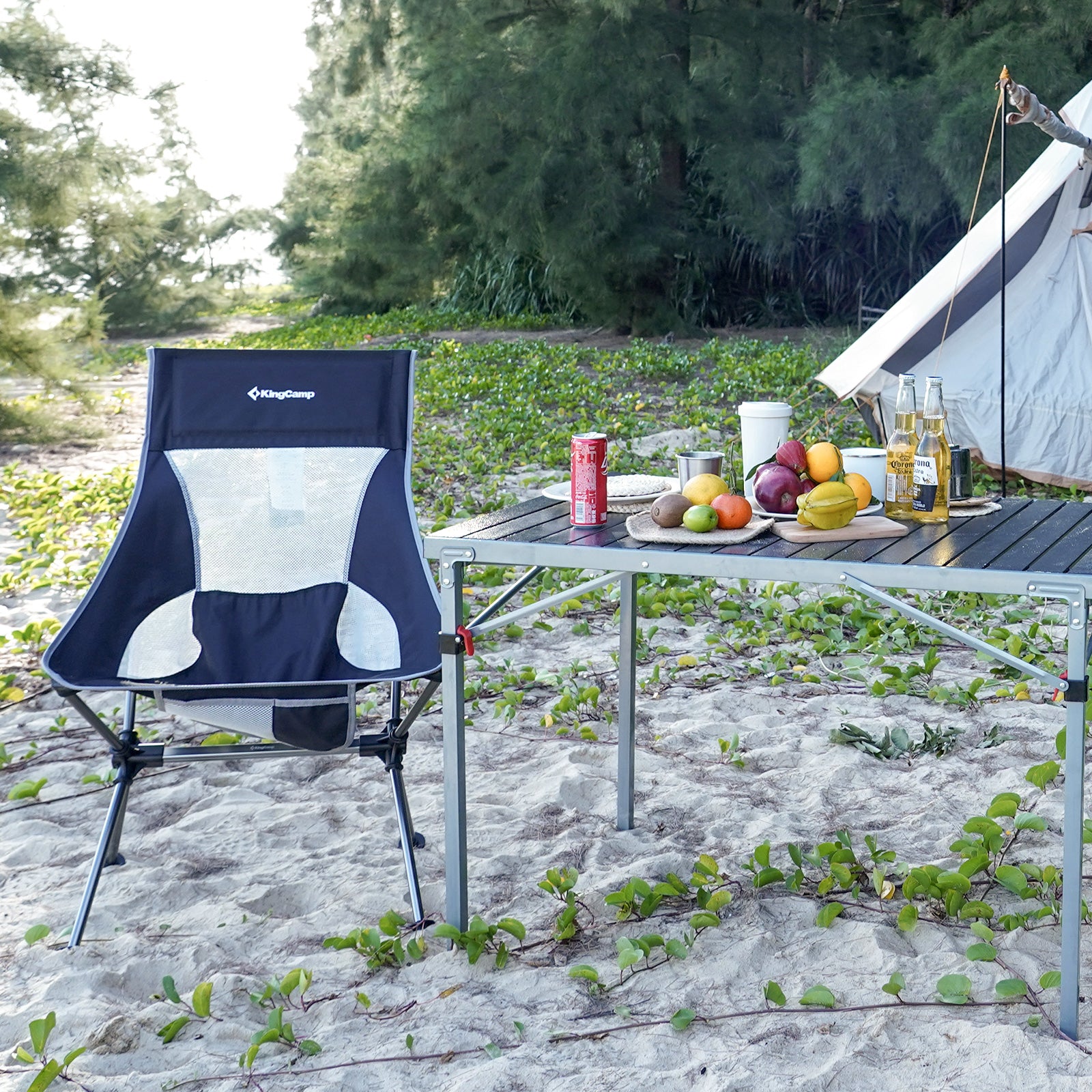 KINGCAMP Campingstuhl Logan Klappstuhl Strand Stuhl Faltbar Leicht Alu 150 kg