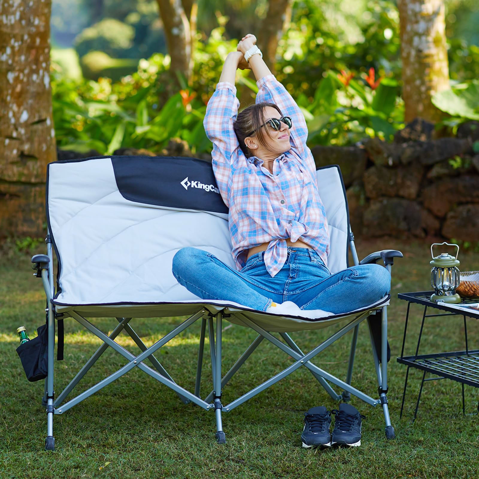 KINGCAMP Campingstuhl Sofa Comfort Duo Doppel Lounge 2 Personen Stuhl 272 kg