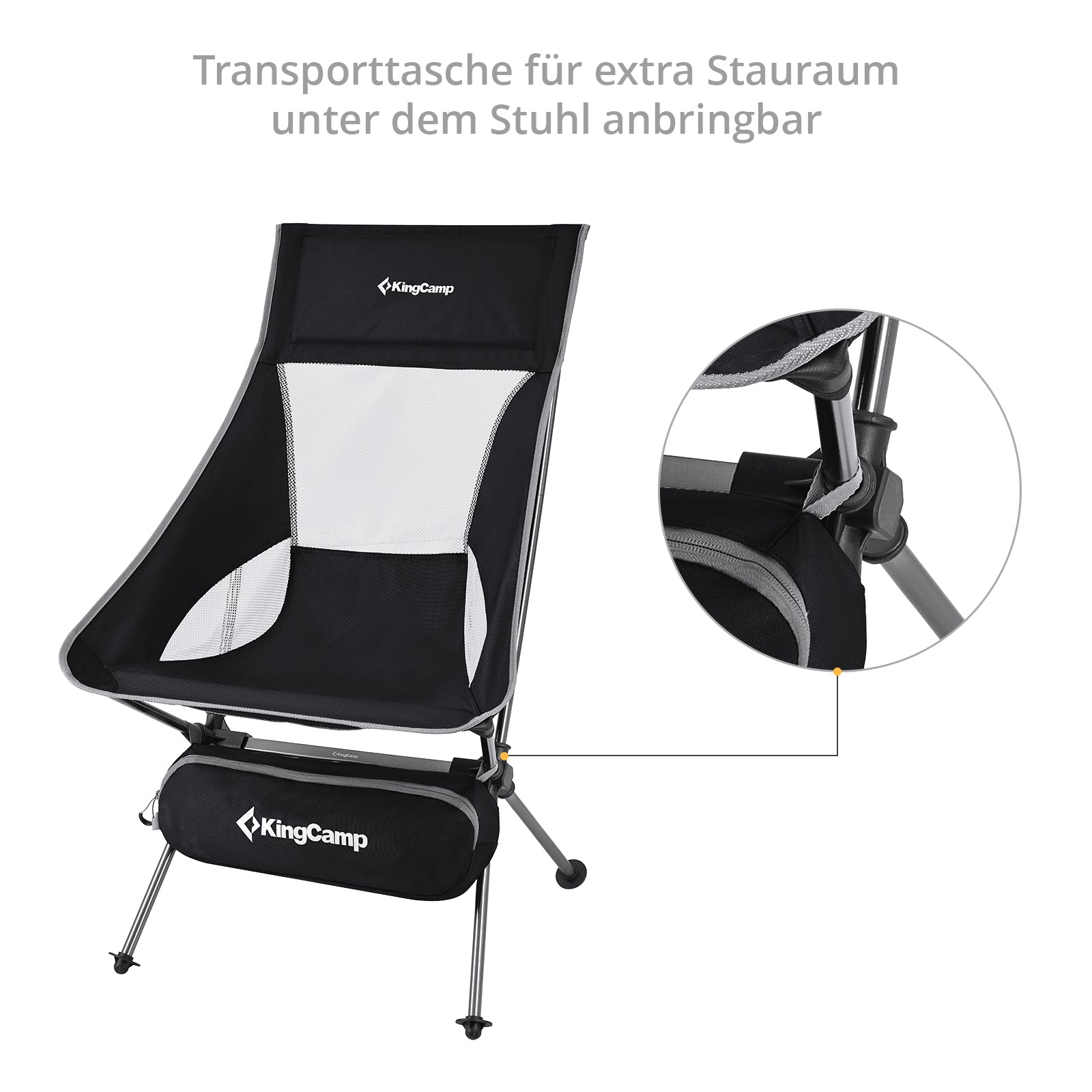 KINGCAMP Camping Chair Logan Folding Chair Beach Chair Foldable Lightweight Aluminum 150 kg