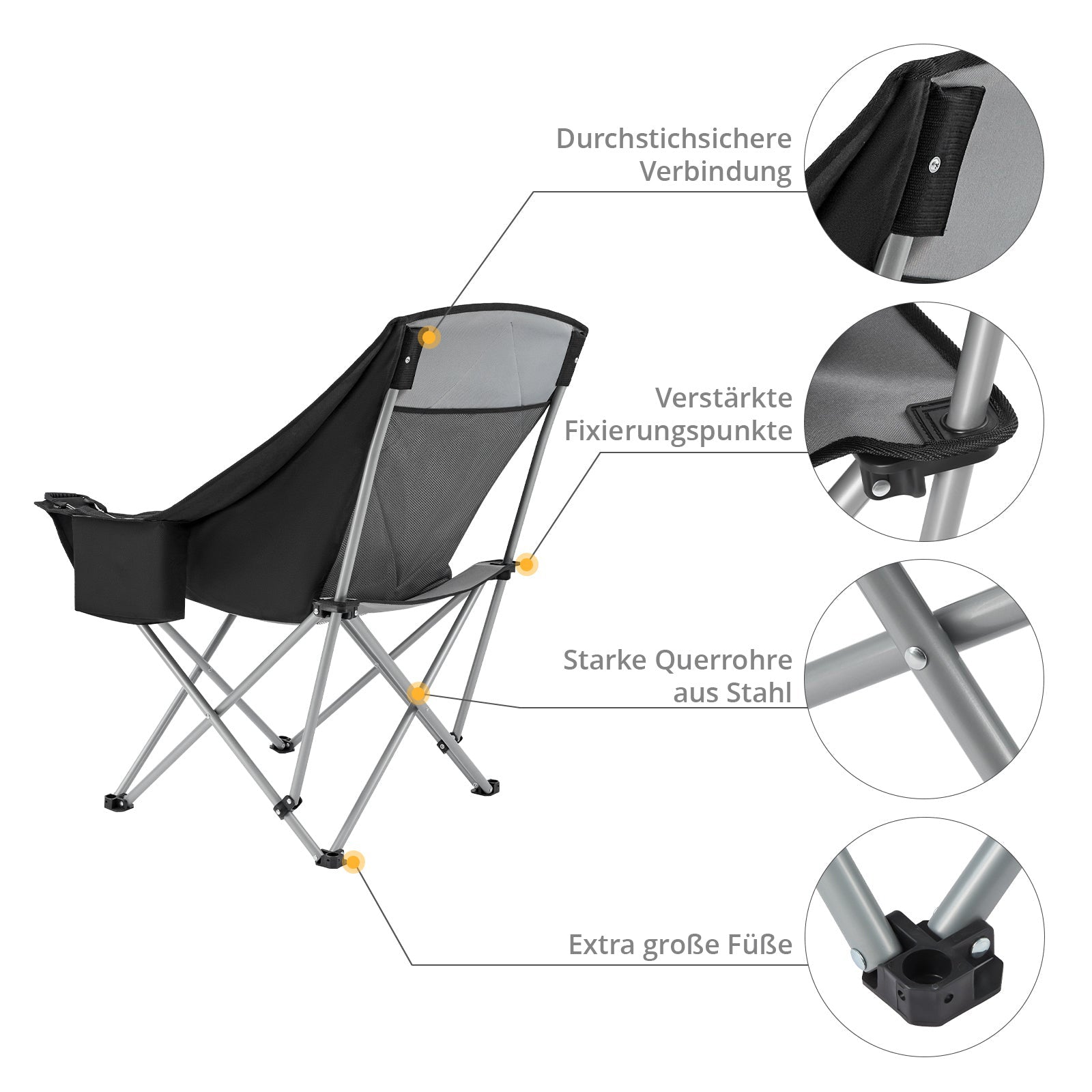 KINGCAMP Campingstuhl Faltstuhl Relax Chair Sessel Klappstuhl Kühltasche 136 kg