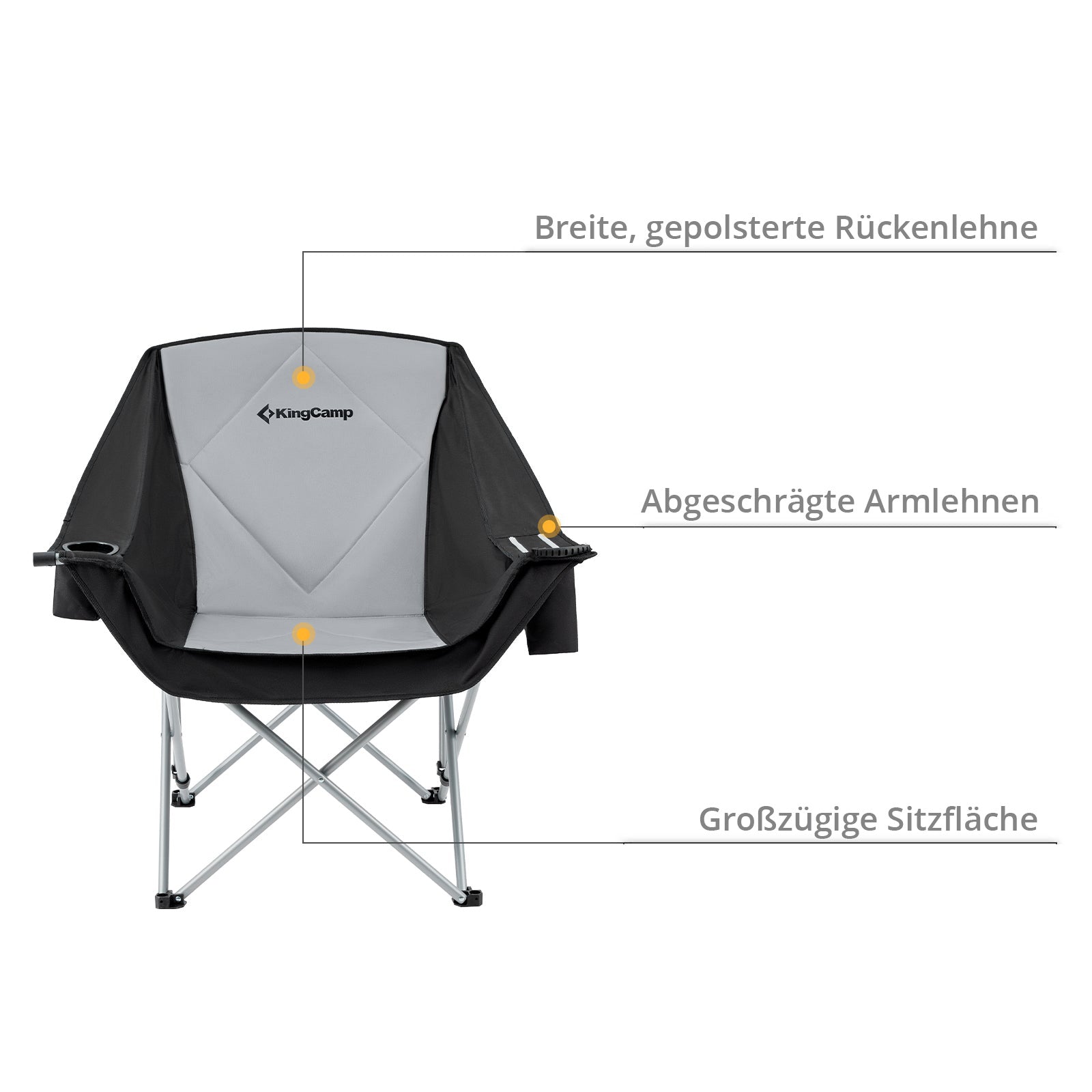 KINGCAMP Campingstuhl Faltstuhl Relax Chair Sessel Klappstuhl Kühltasche 136 kg