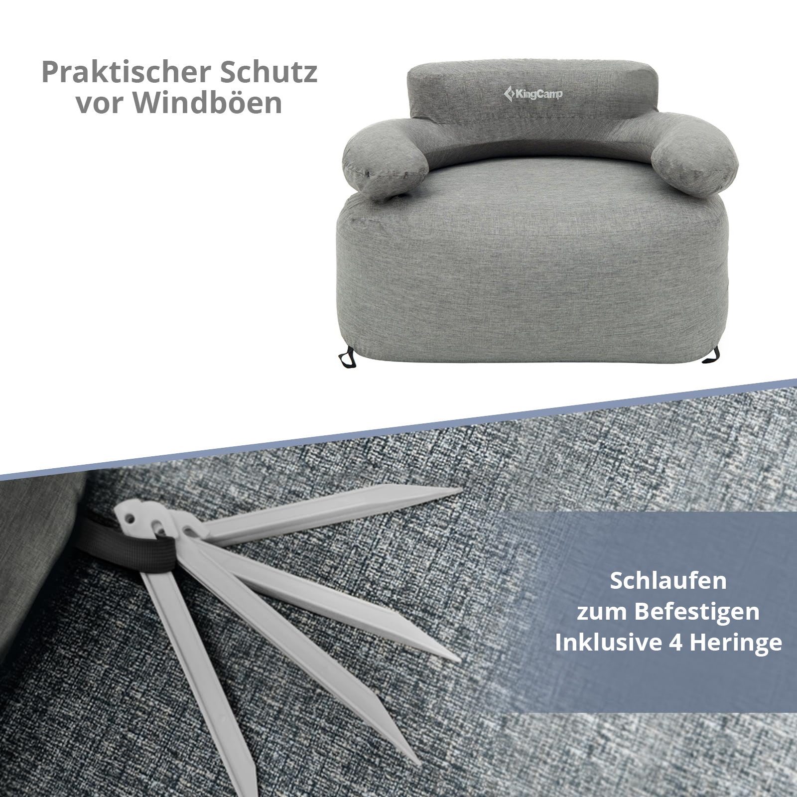 KINGCAMP Campingstuhl Air Lounger Granit Camping Sessel Luft Möbel Aufblasbar