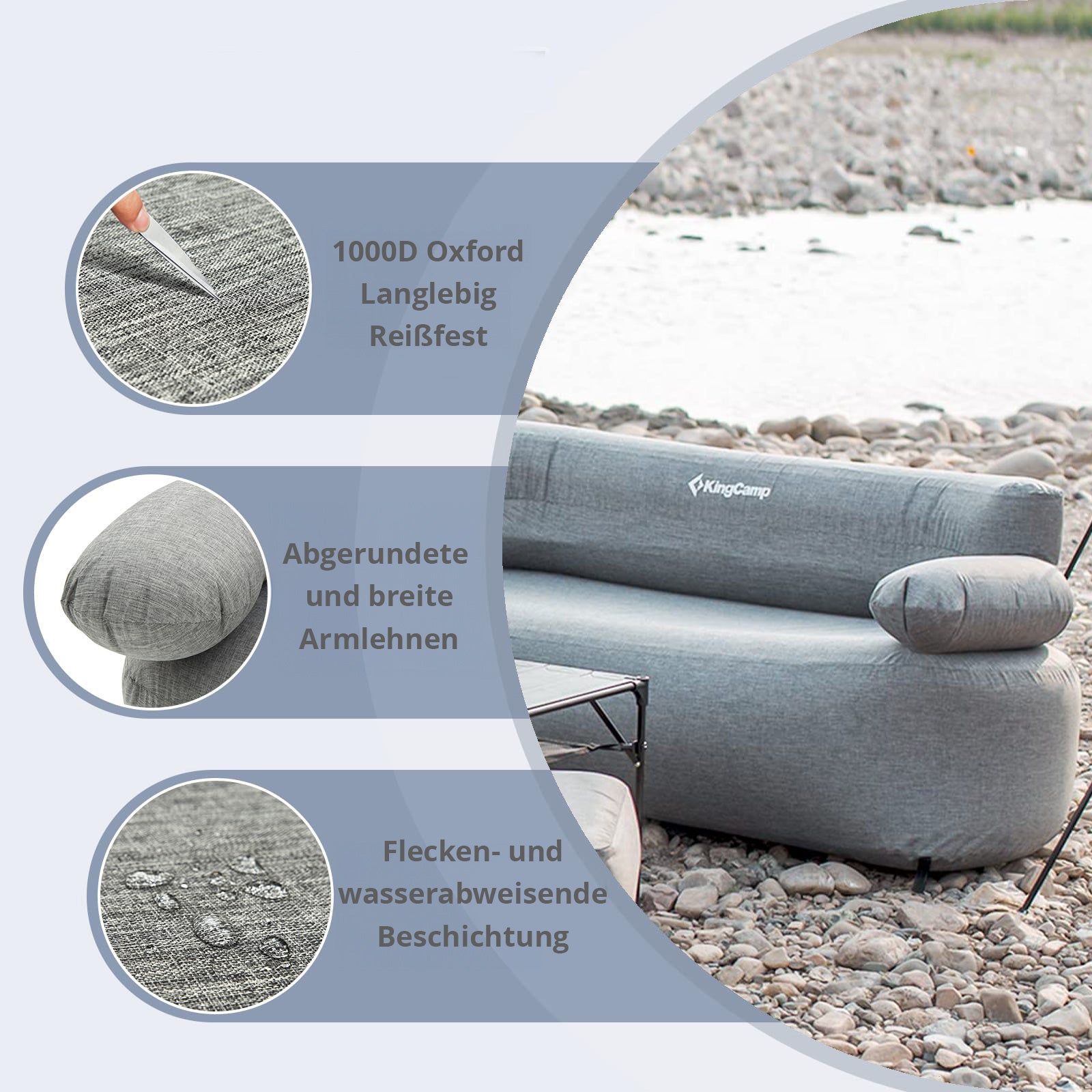 KINGCAMP Camping Couch Air Sofa Granit Lounge Outdoor Luft Sitz Möbel Aufblasbar