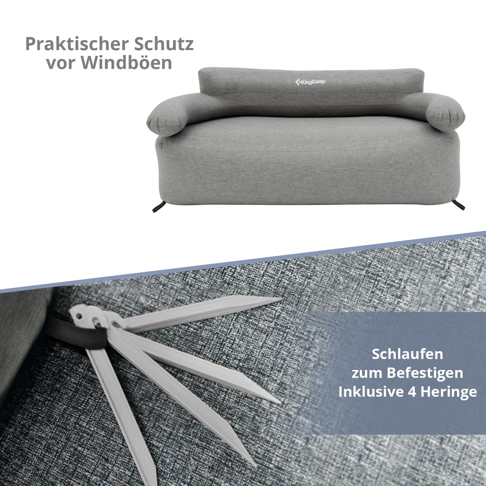 Canapé gonflable de camping KINGCAMP, salon en granit, siège gonflable d'extérieur