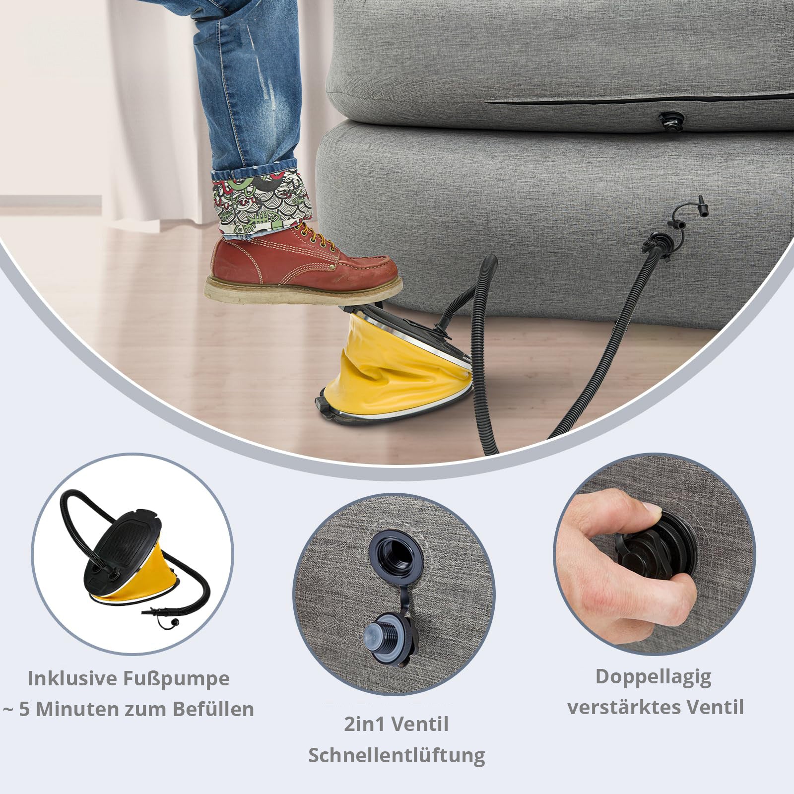 Canapé gonflable de camping KINGCAMP, salon en granit, siège gonflable d'extérieur