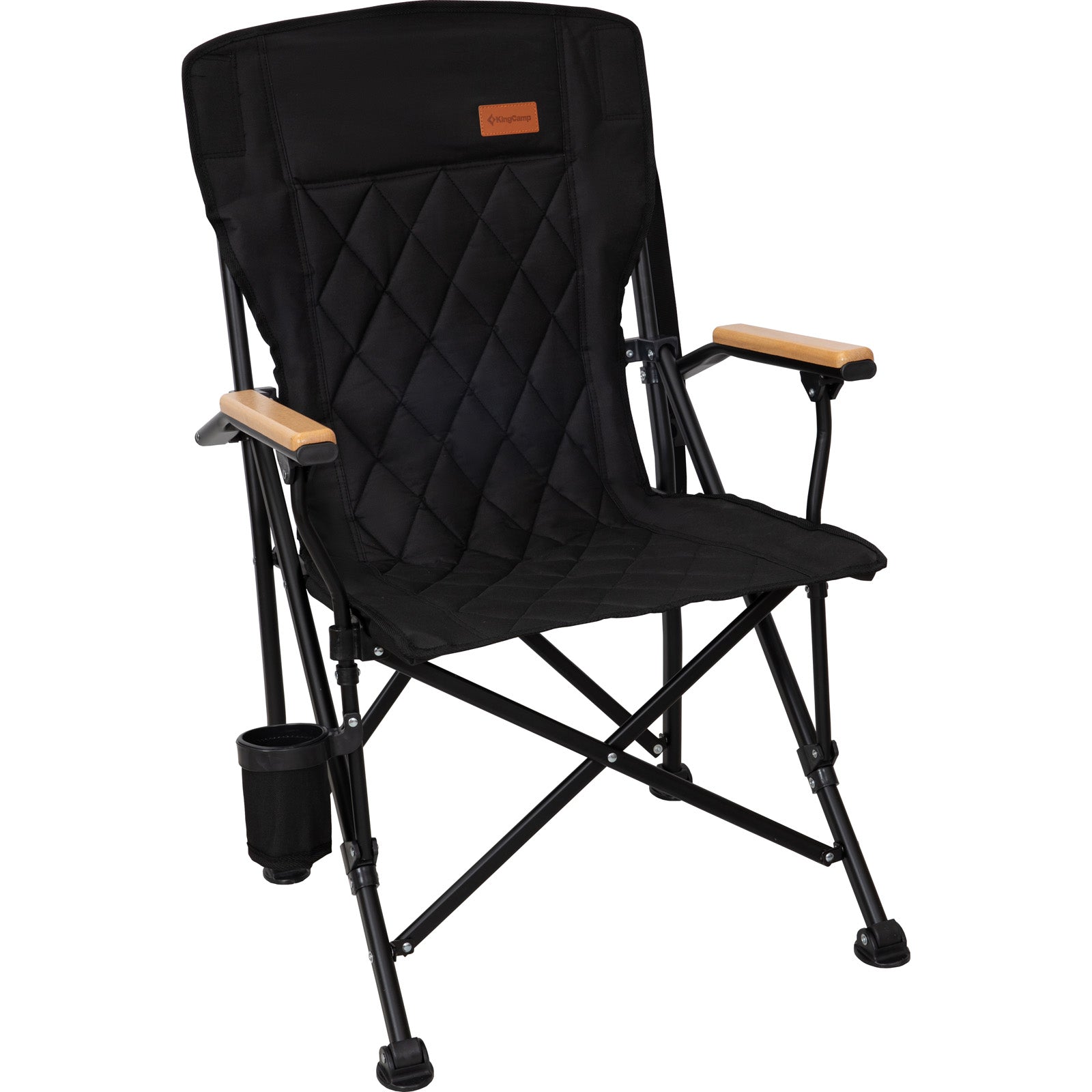 KINGCAMP Campingstuhl Creekwood Outdoor Camping Sessel Stuhl Holz Armlehne 136kg