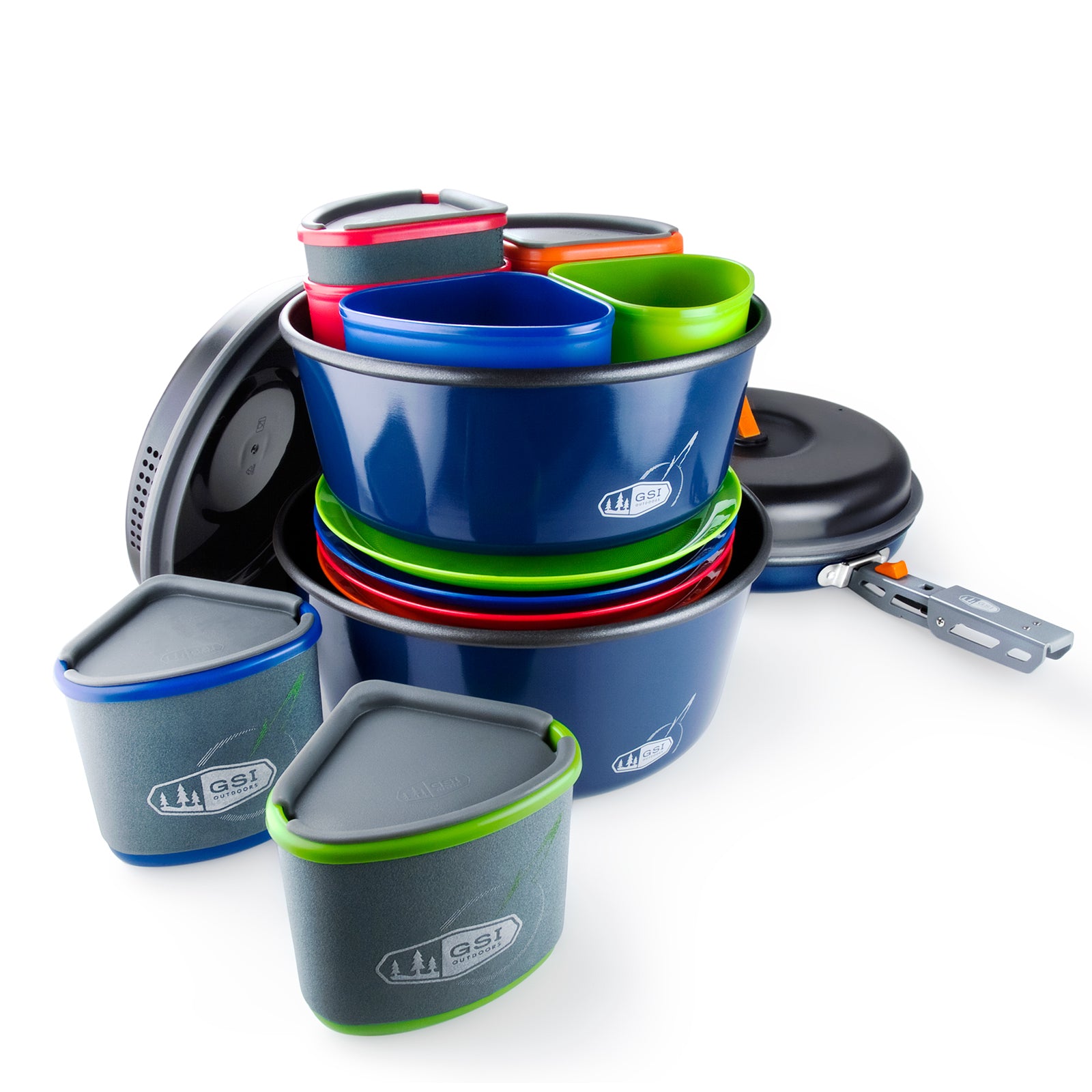 GSI Camping Koch Geschirr Set Bugaboo Topf Pfanne Outdoor Küche Stapelbar 23tlg