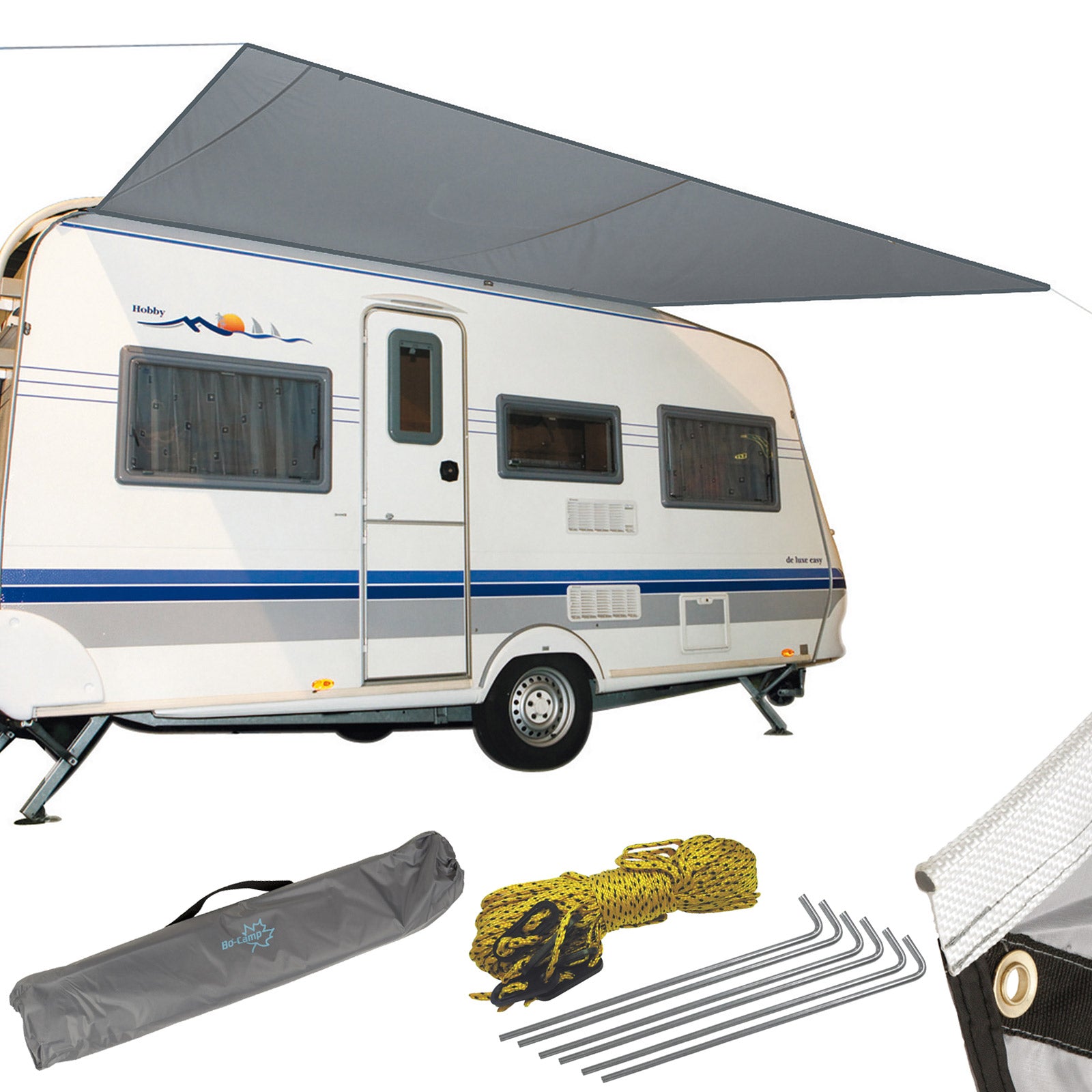 BO-CAMP sun sail for caravans and motorhomes, awning, canopy, piping, bus, 3.5x2.4m
