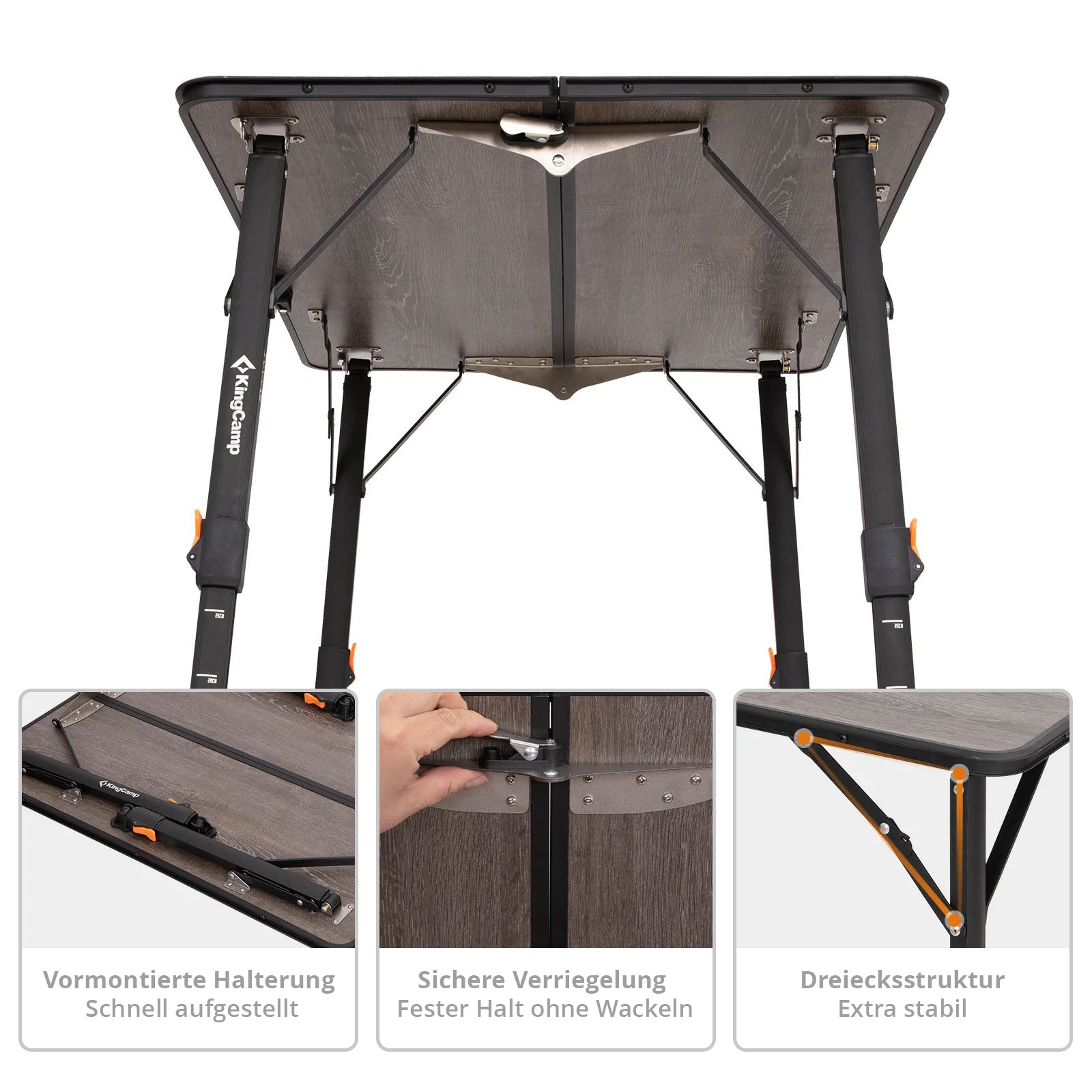 KINGCAMP Campingtisch Meteora Camping Falttisch Klapptisch Leicht Stufenlos