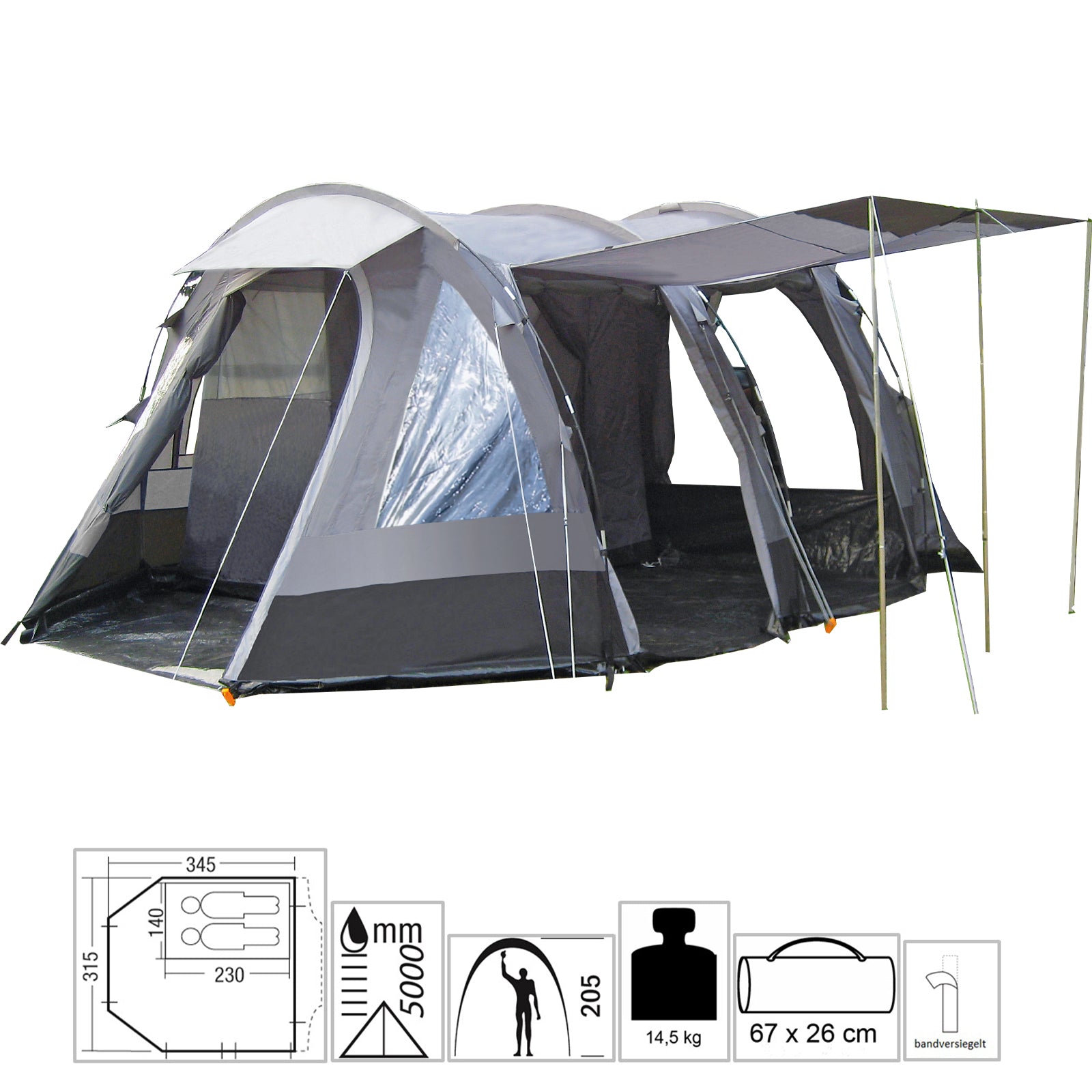 Tente de bus EXPLORER Riva Deluxe 2 Van SUV Auvent Camping Bus Auvent Cabine de couchage