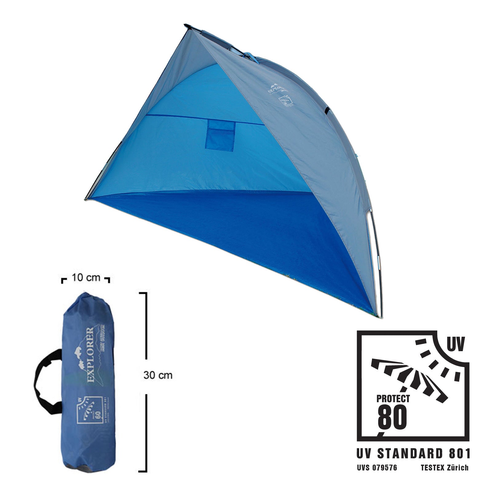 EXPLORER beach shelter 2 persons wind protection beach tent UV 80 light & compact