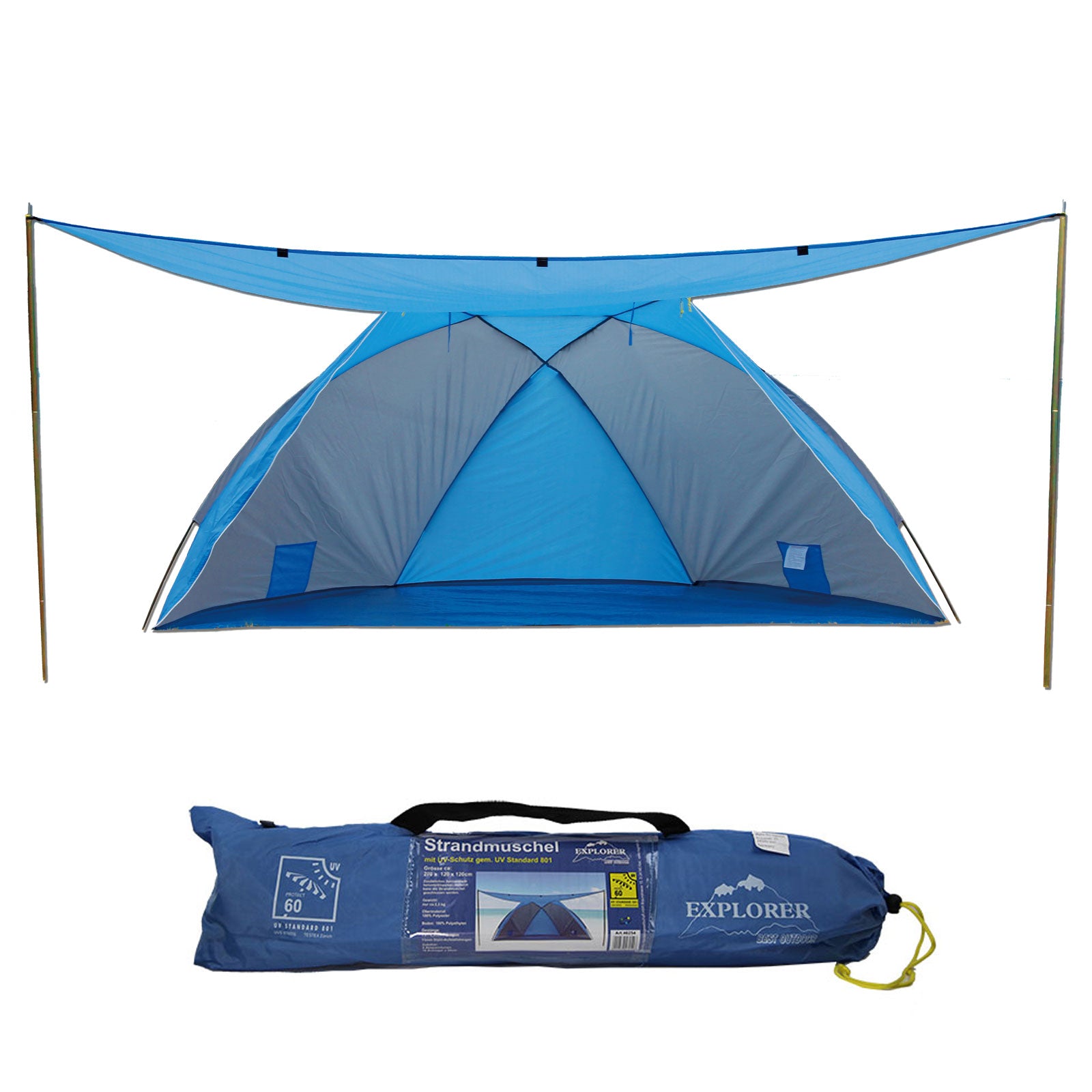 EXPLORER beach shelter + roof sun protection beach tent wind UV 80 lockable