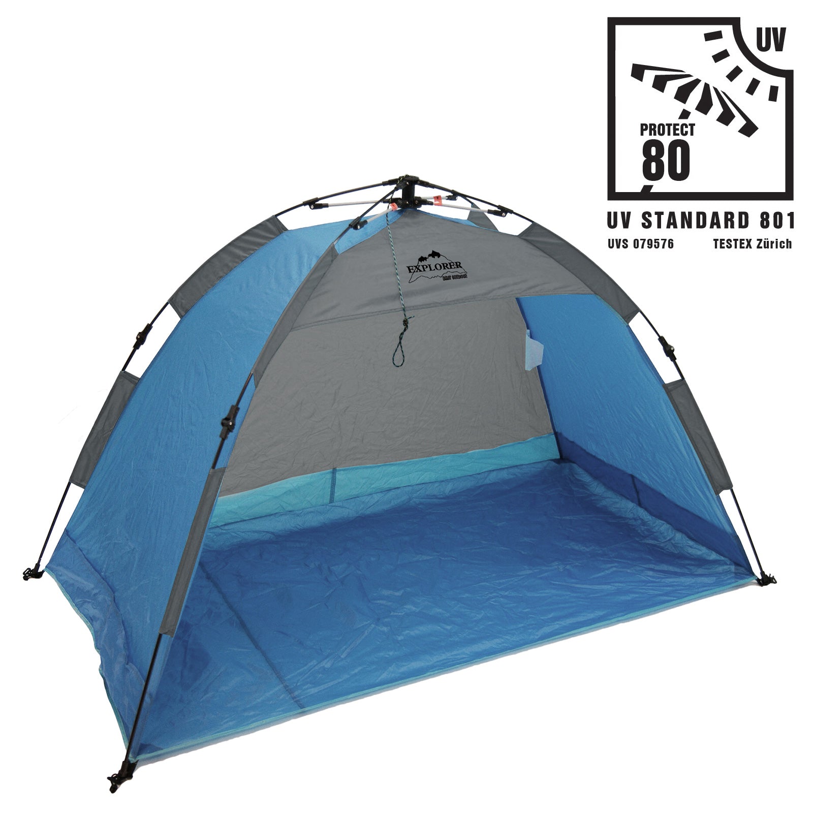 EXPLORER Automatik Strandmuschel Pop-Up Strand Wurf Zelt Sonnen Schutz Wind UV80