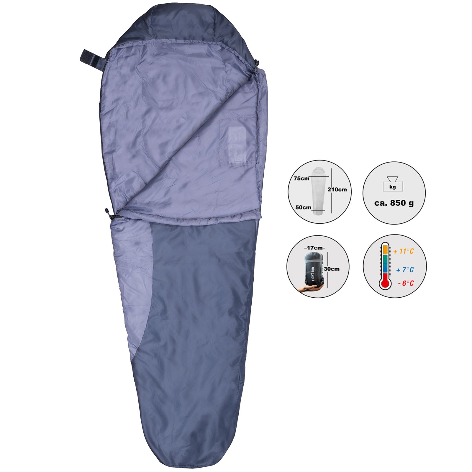 EXPLORER Schlafsack Light 800 Leichtgewichts Hüttenschlafsack Leicht 850g