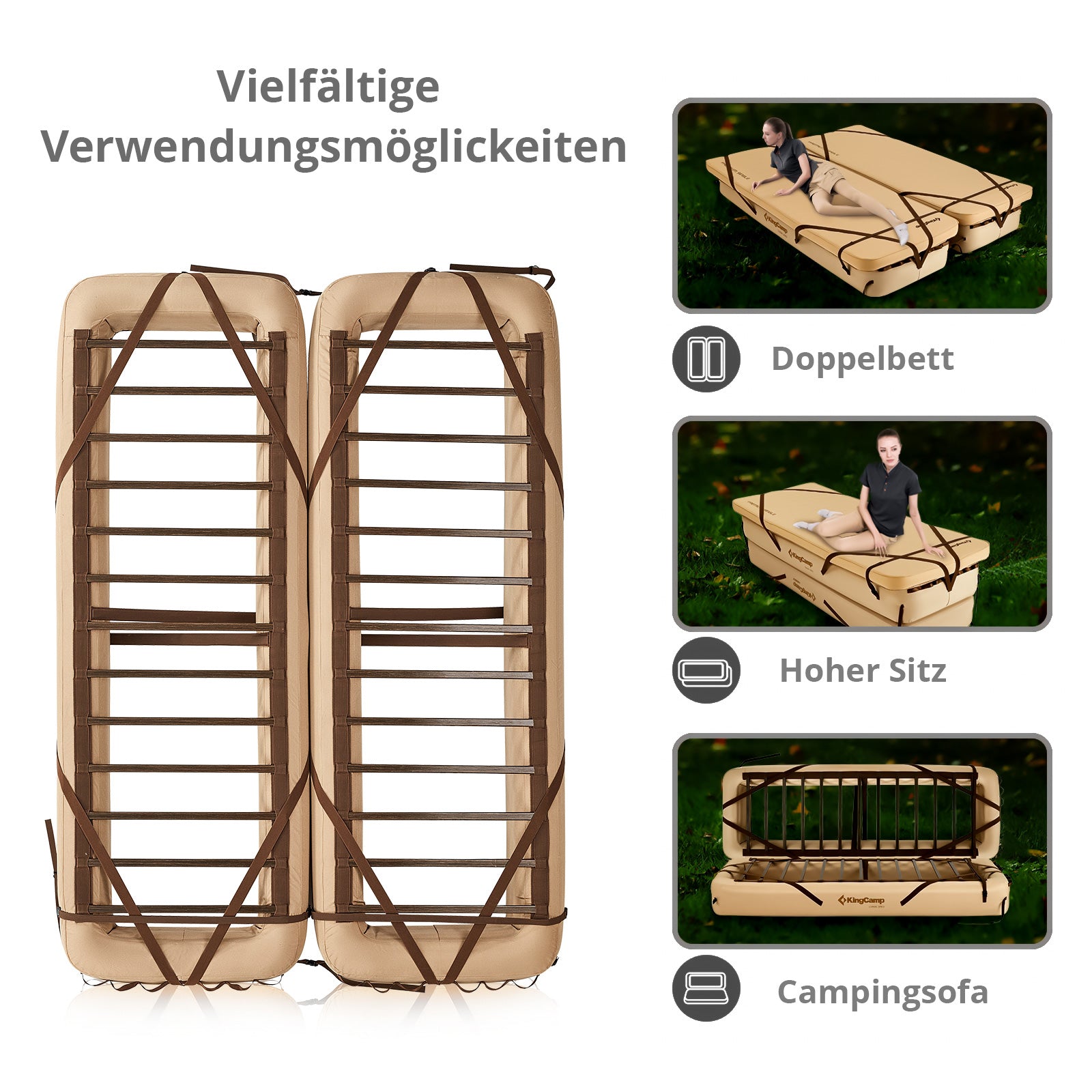 KINGCAMP Feldbett Dashwood Unterbett Für Isomatte Camping Matratze Aufblasbar