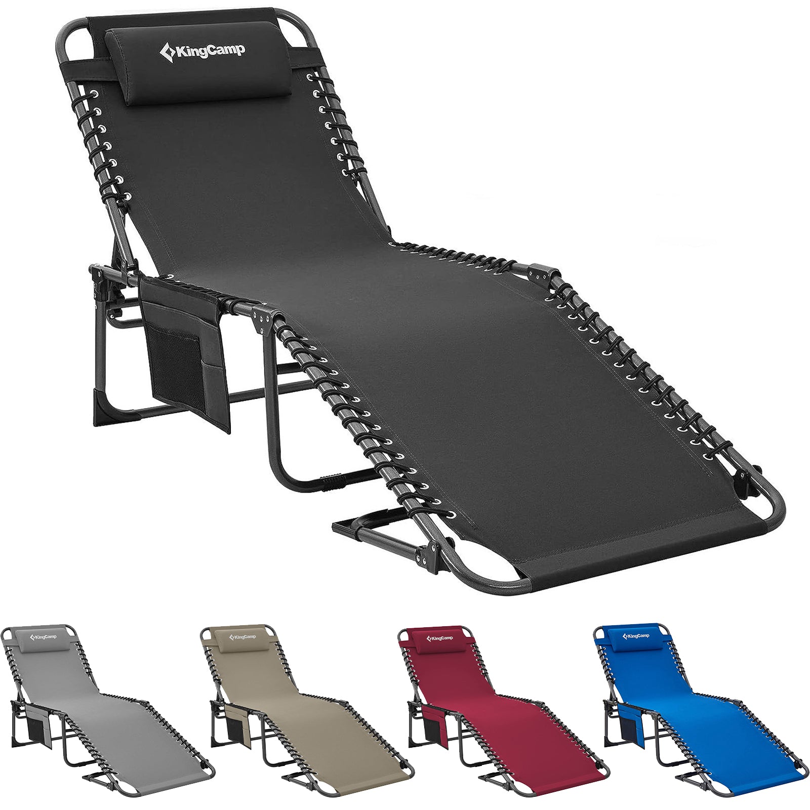 KINGCAMP Sun Lounger Deck Chair Weston Camping Beach Lounger Adjustable Aluminium