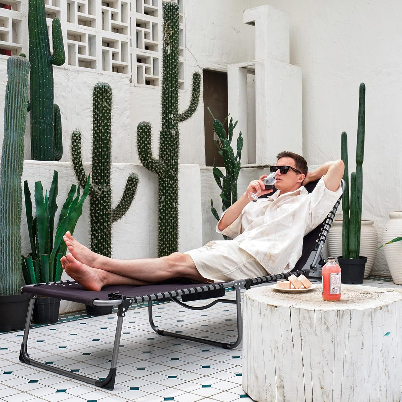 KINGCAMP Sonnenliege Liegestuhl Weston Camping Strand Liege Verstellbar Alu