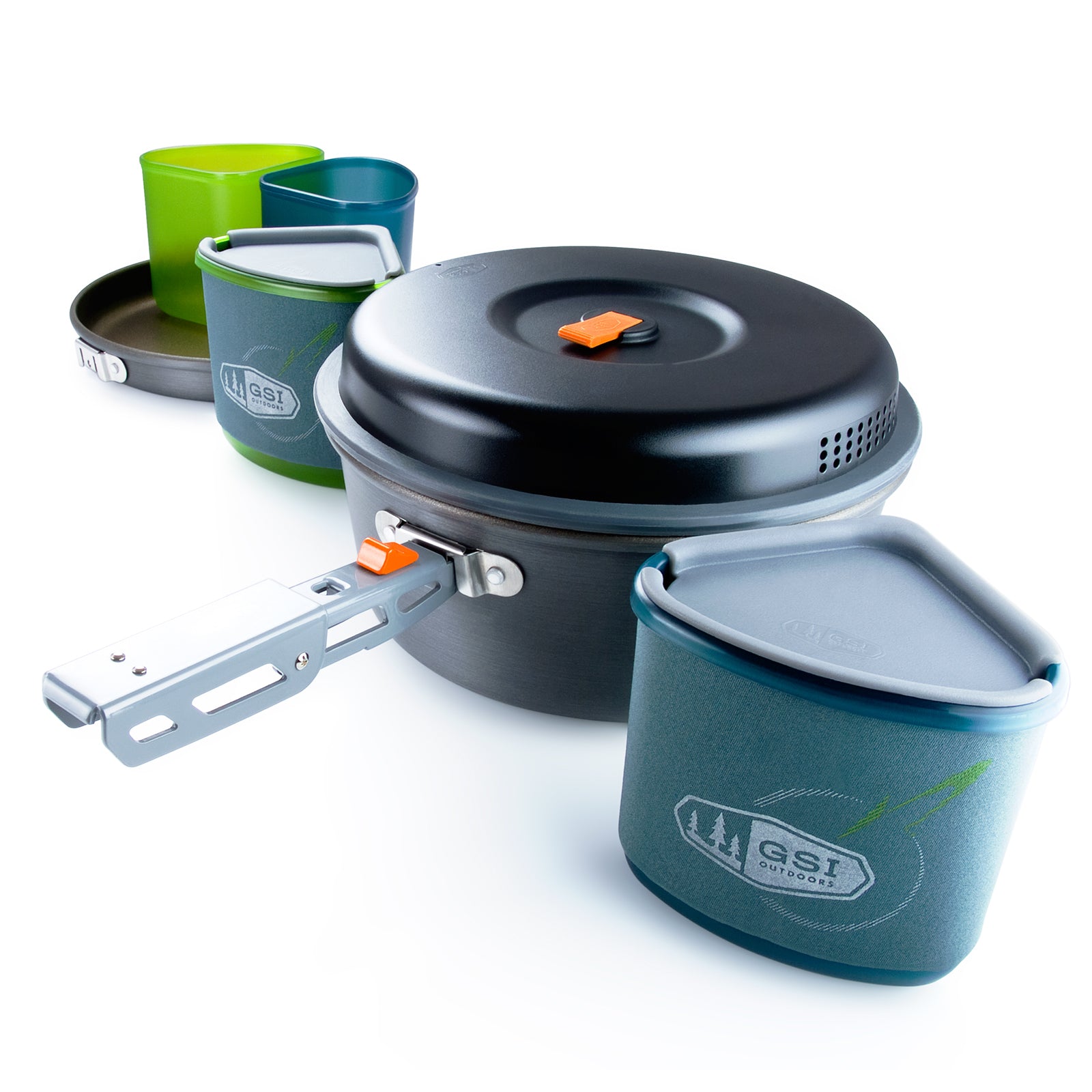 GSI Camping Koch Geschirr Set Pinnacle Topf Pfanne Outdoor Küche Stapelbar 11tlg