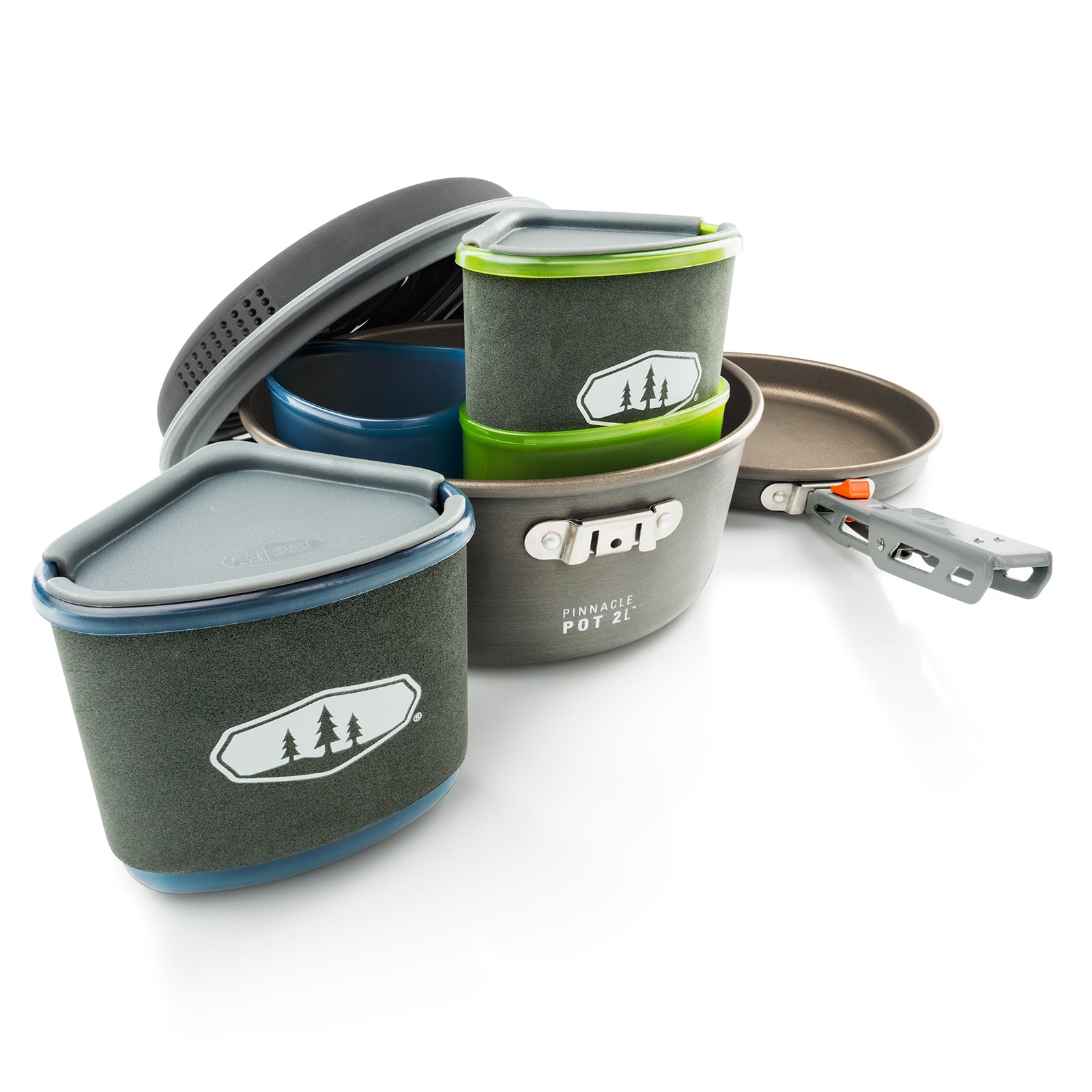 GSI Camping Koch Geschirr Set Pinnacle Topf Pfanne Outdoor Küche Stapelbar 11tlg