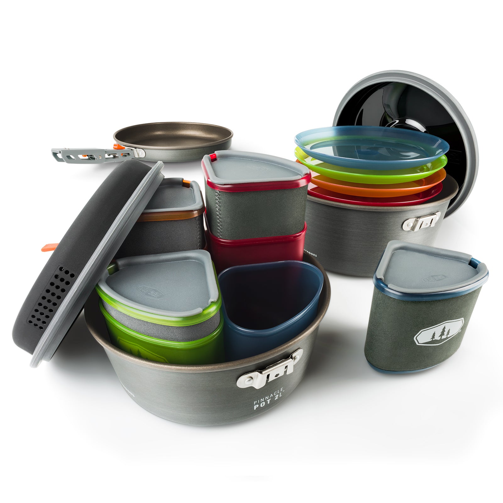 GSI Camping Koch Geschirr Set Pinnacle Topf Pfanne Outdoor Küche Stapelbar 23tlg