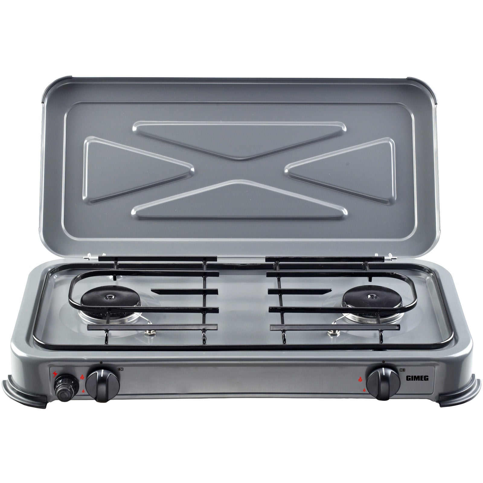 Réchaud à gaz GIMEG, réchaud de camping, 2 feux, plaque de cuisson, barbecue d'extérieur, 2 x 2 200 W