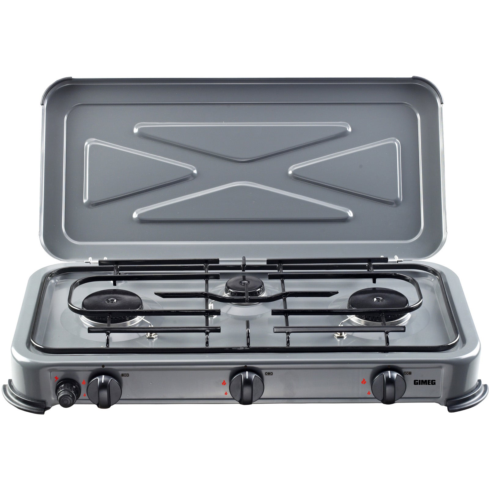 Réchaud à gaz GIMEG, réchaud de camping, 3 feux, plaque de cuisson, barbecue d'extérieur, 2 x 2 200 W