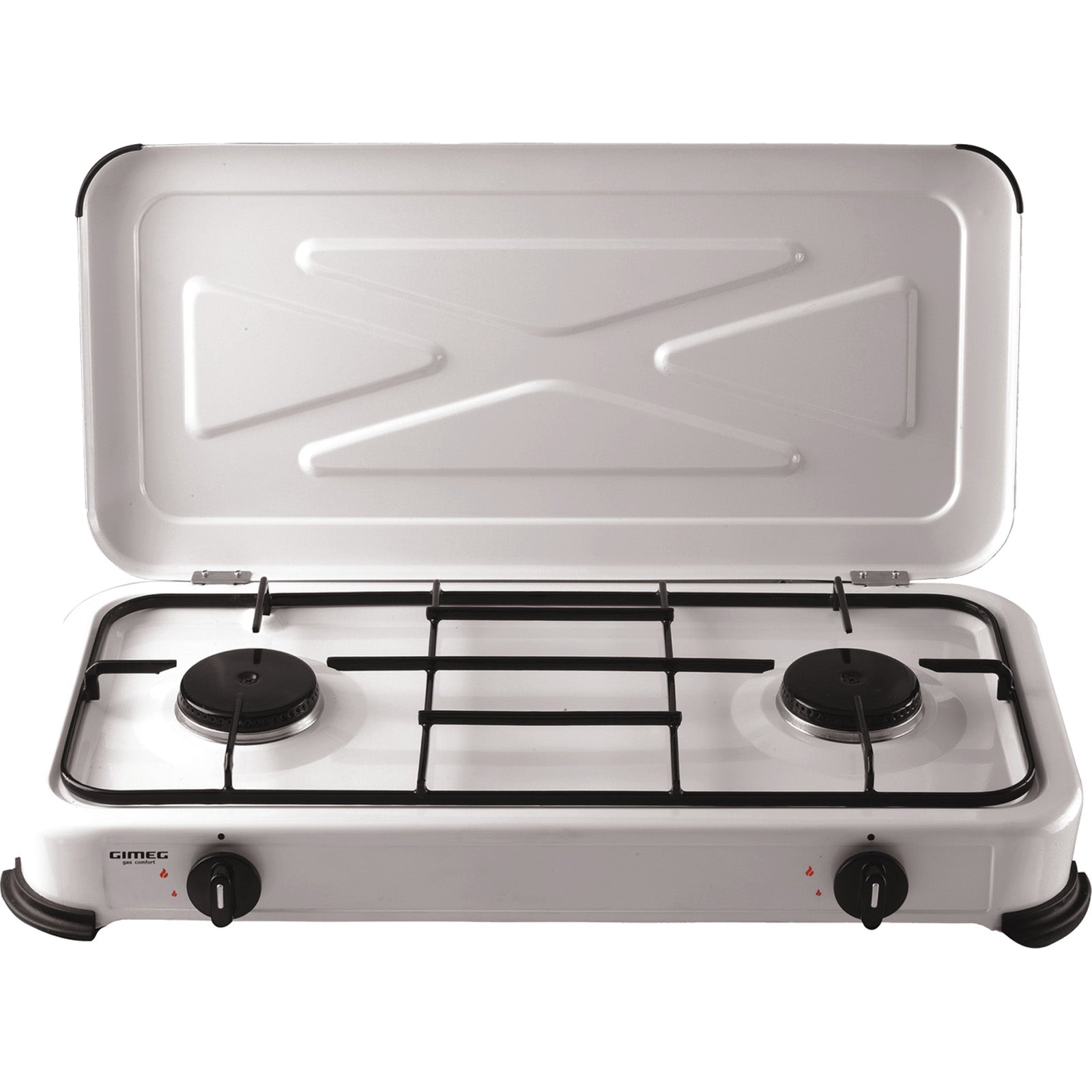 Réchaud à gaz GIMEG, réchaud de camping, 2 feux, plaque de cuisson, barbecue d'extérieur, 2 x 2 200 W