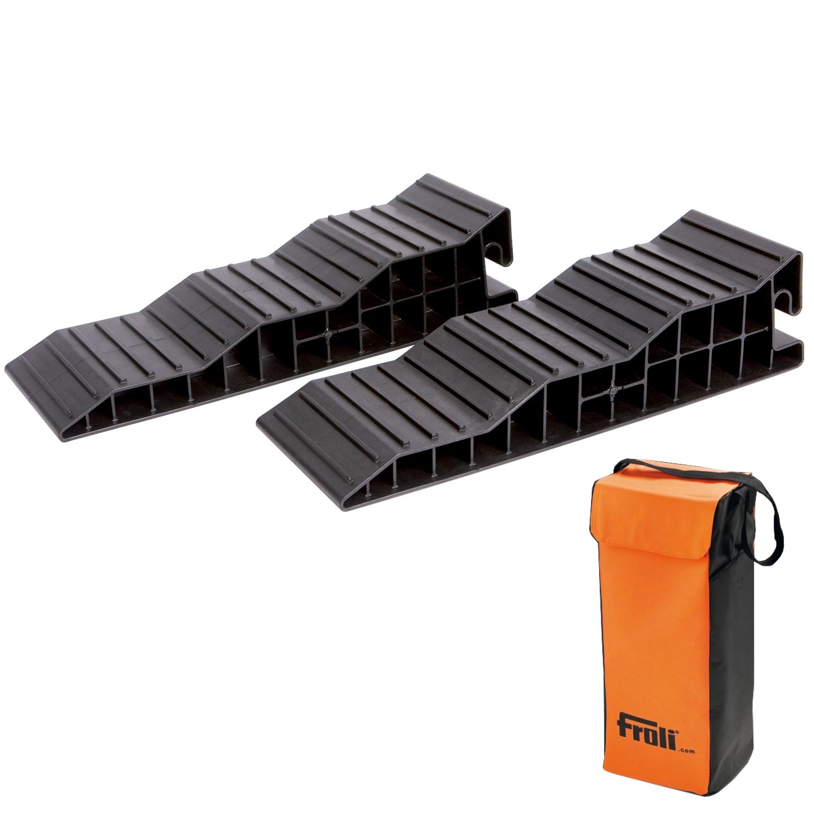 FROLI Lot de 2 cales de marche + sac pour camping-car, rampe de nivellement pour caravane