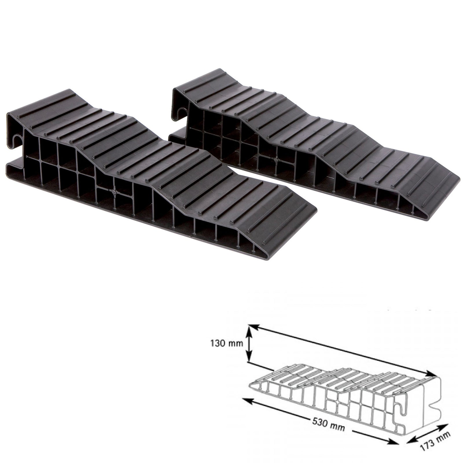 FROLI Lot de 2 cales de marche + sac pour camping-car, rampe de nivellement pour caravane