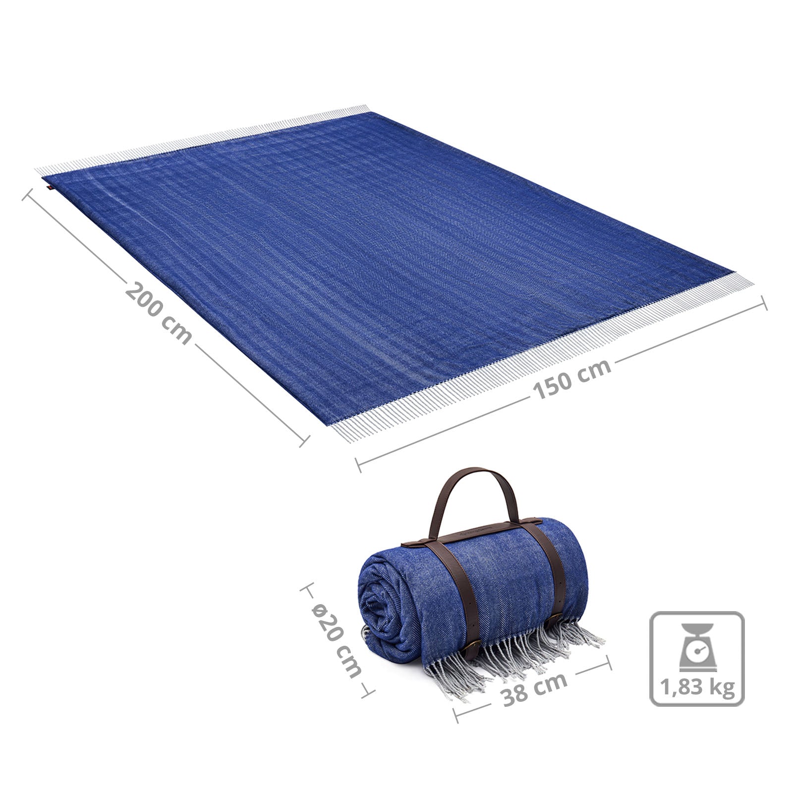 KINGCAMP Camping Decke Merida Picknick Strand Park Decke Wasserdicht Wolle-Optik