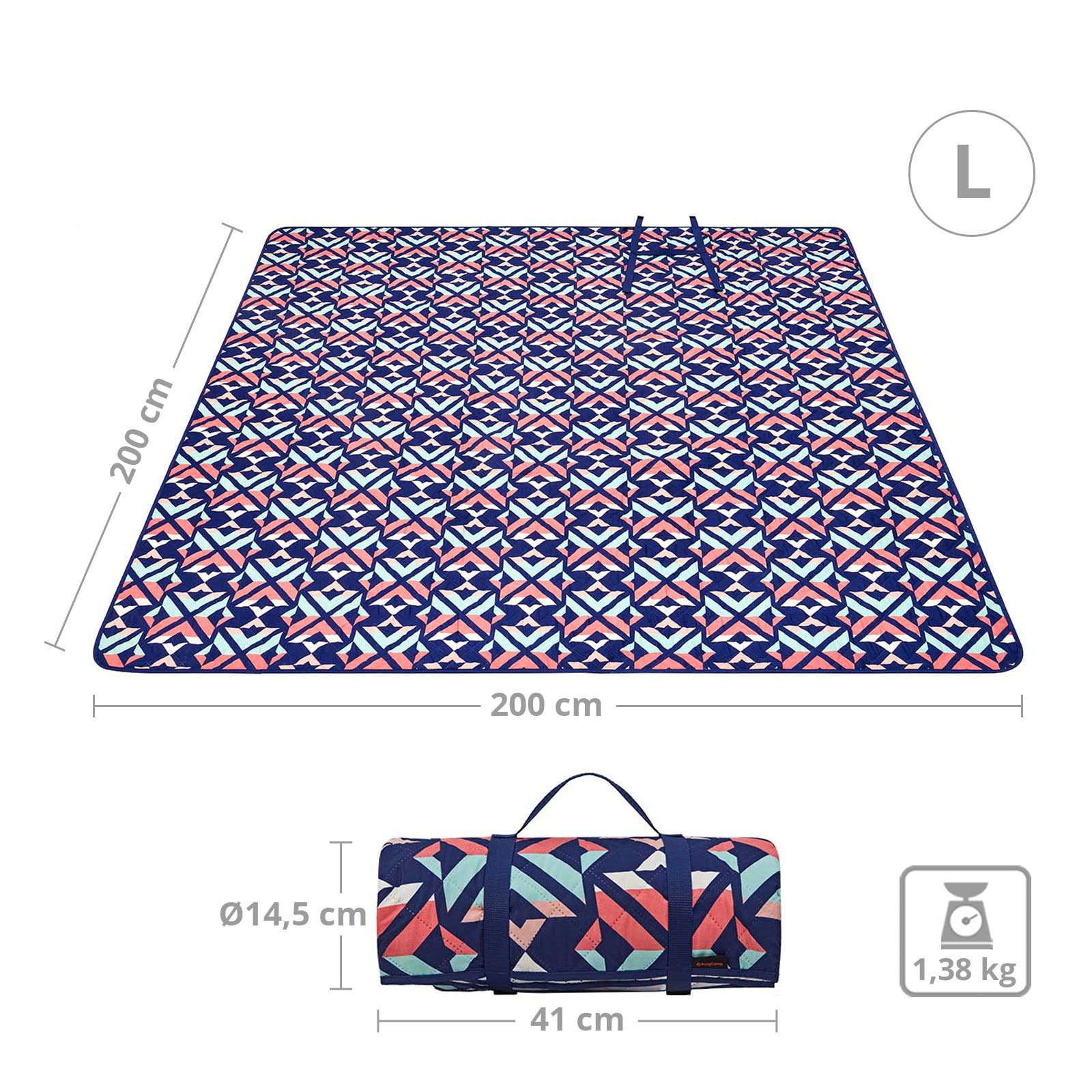 Couverture de camping KINGCAMP Ariel, tapis de pique-nique, de plage, de parc, imperméable, grande taille XL