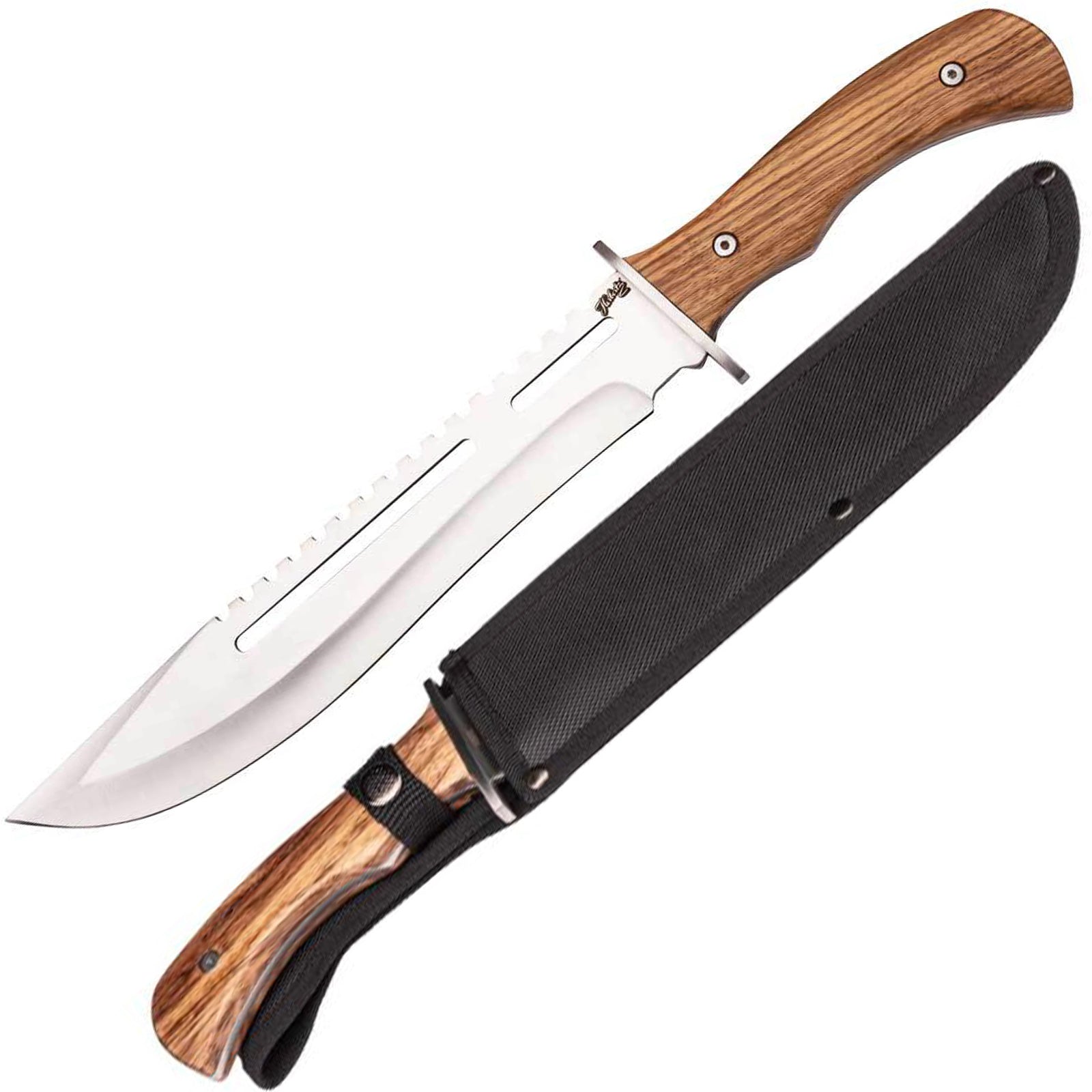 HERBERTZ Bowie Messer Gürtelmesser Camping Outdoor Jagdmesser Zebrano Holz