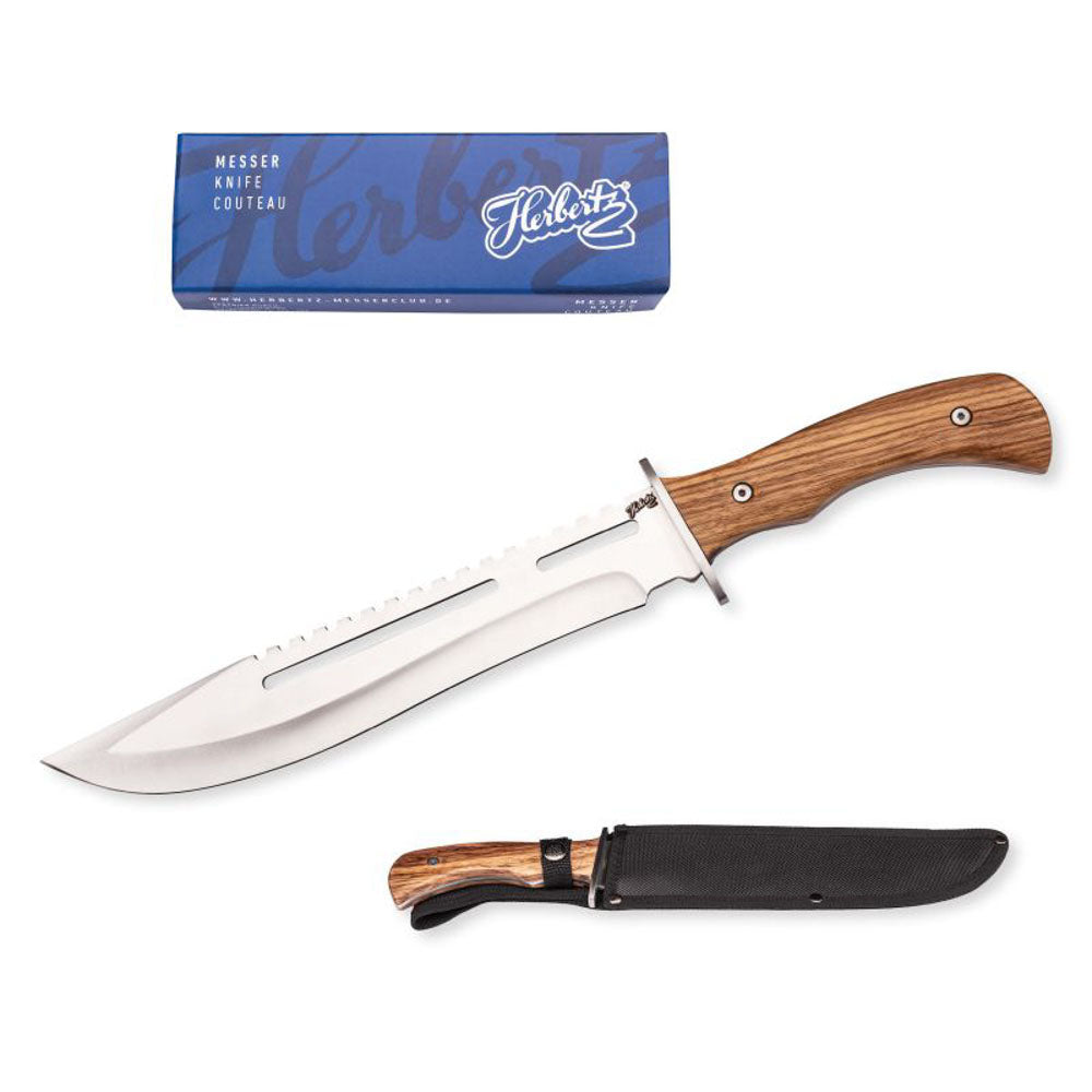 HERBERTZ Bowie Messer Gürtelmesser Camping Outdoor Jagdmesser Zebrano Holz