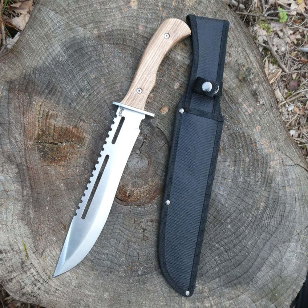 HERBERTZ Bowie Messer Gürtelmesser Camping Outdoor Jagdmesser Zebrano Holz