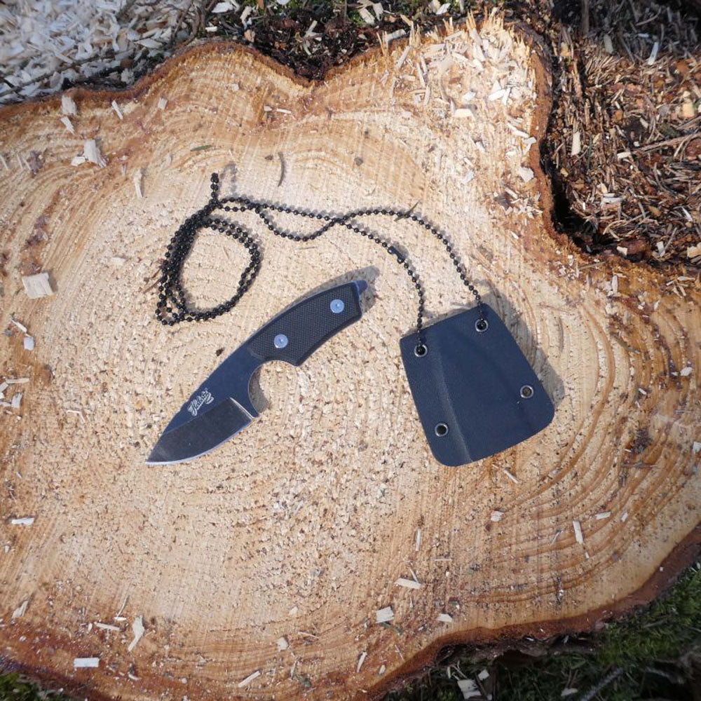 HERBERTZ Couteau de cou G10 Mini Couteau de cou Couteau de poche à pleine soie pour les activités de plein air
