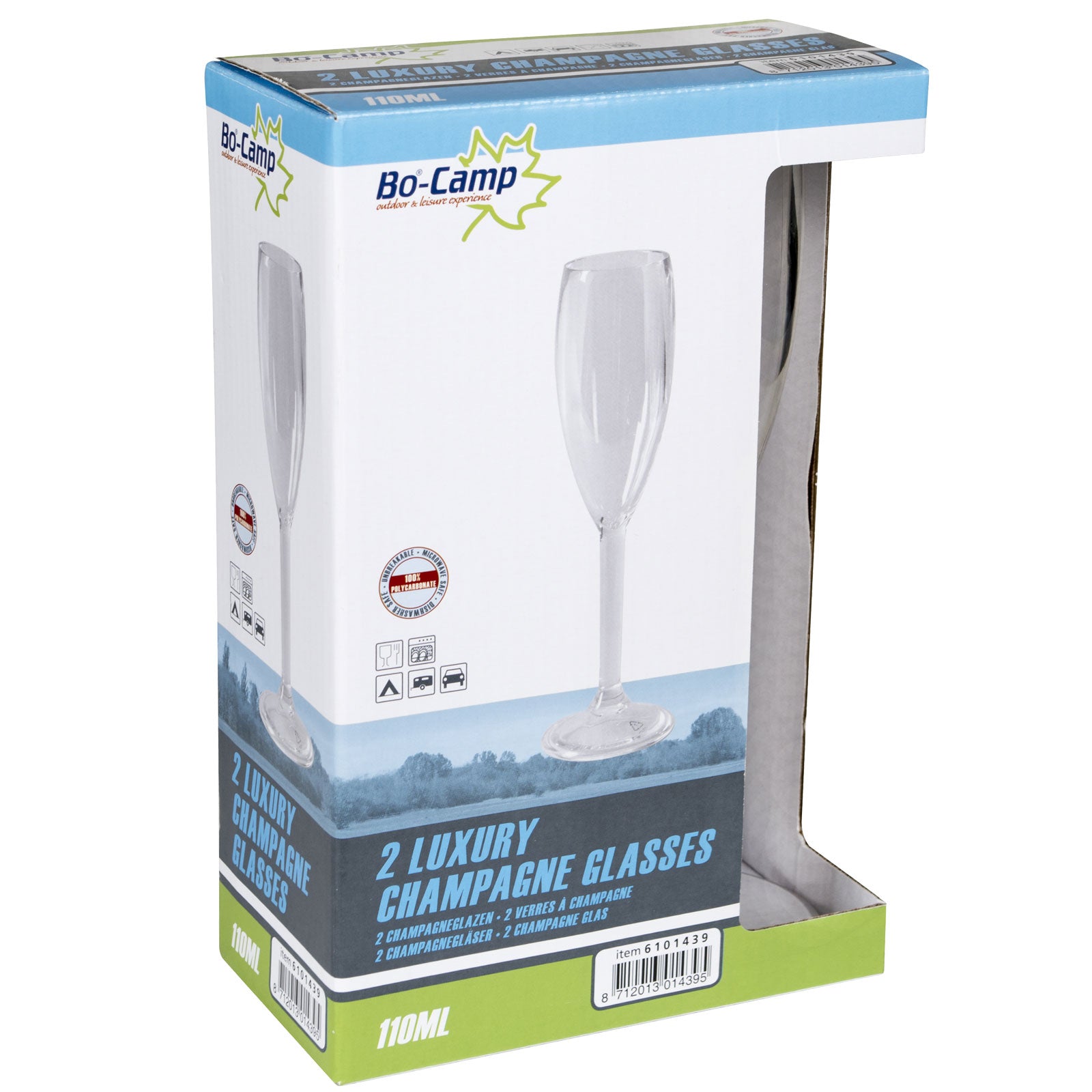 BO-CAMP Set of 2 sparkling wine glasses - Camping champagne flute polycarbonate drinking glass