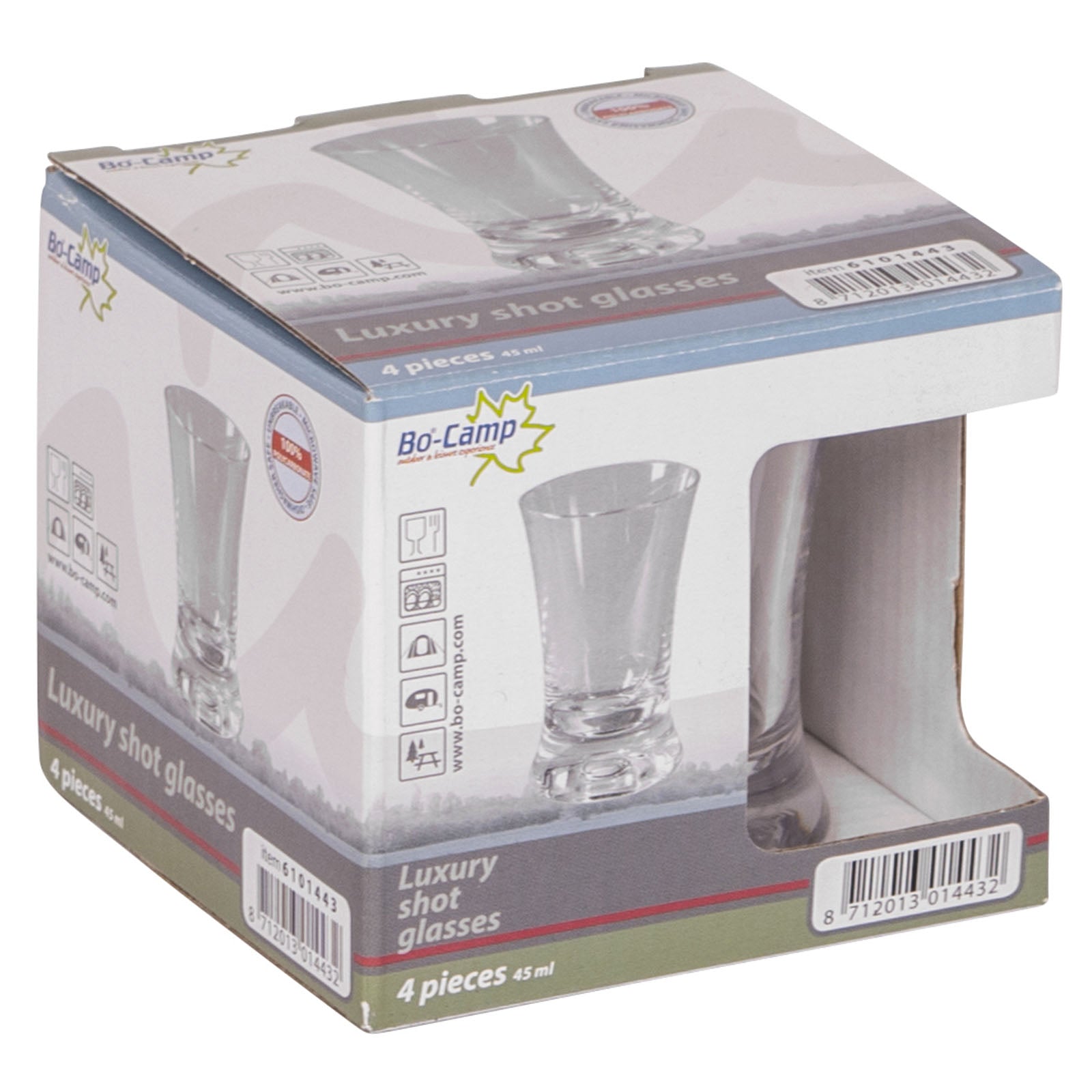 BO-CAMP Lot de 4 verres à schnaps camping shots courts verres à shot en plastique 45 ml