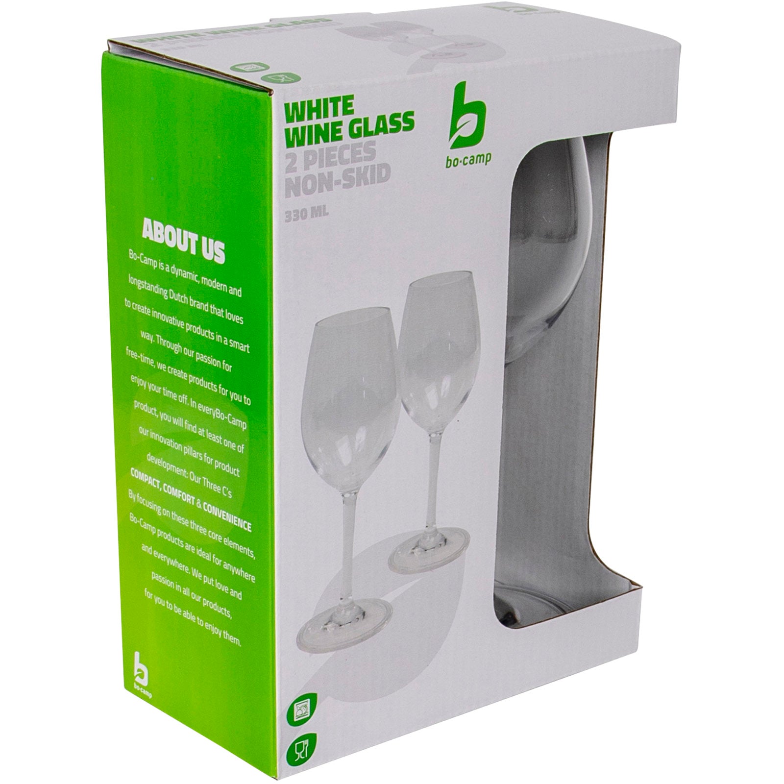BO-CAMP White Wine Glasses Set of 2 - Polycarbonate Camping Glass - Dishwasher Safe