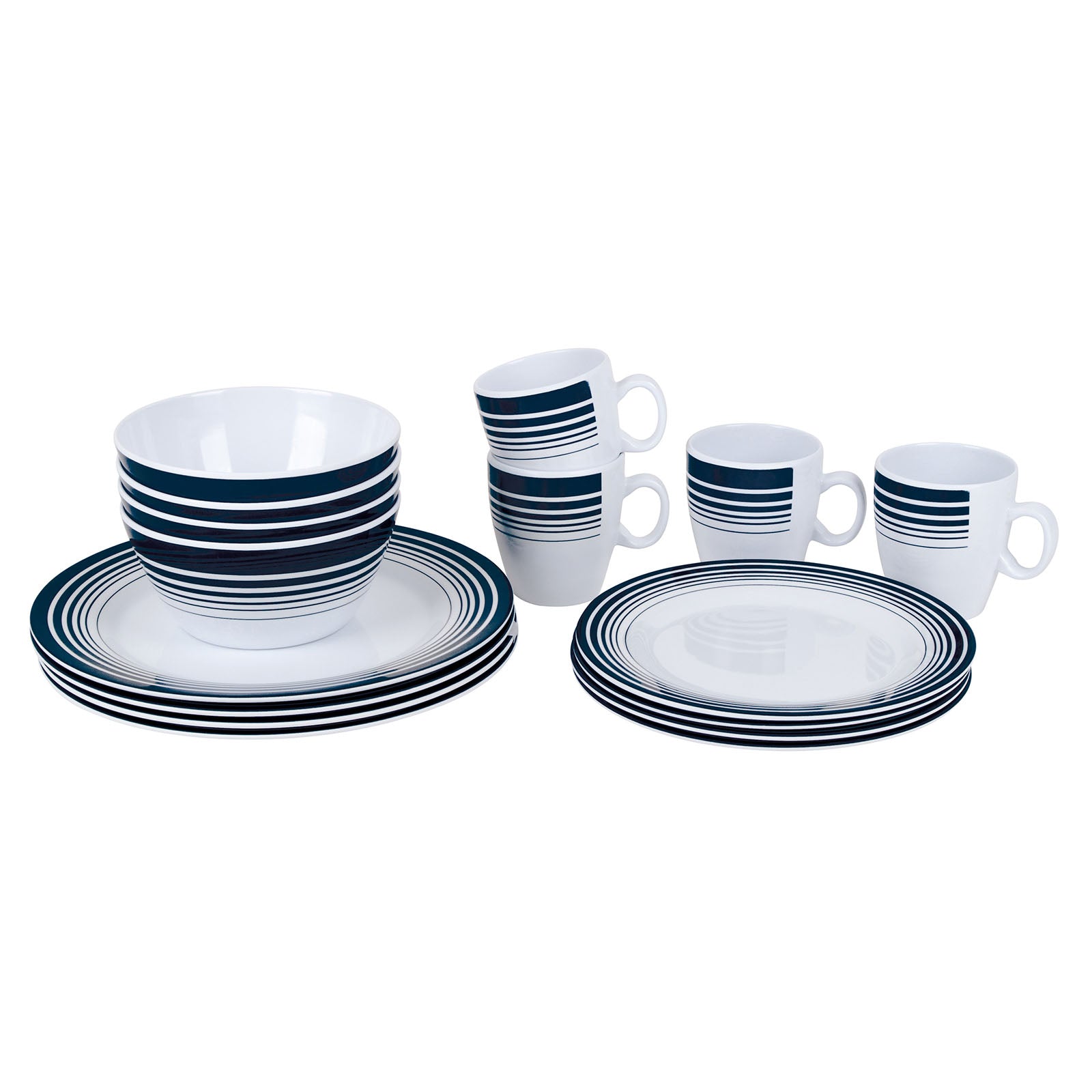 BO-CAMP Melamine Tableware Set 16-piece - Camping Dinnerware Travel Picnic Plates