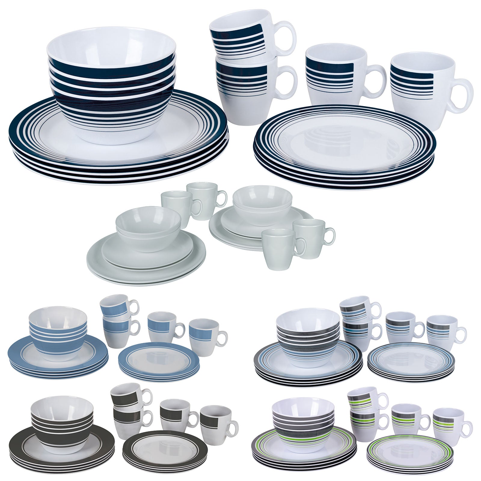 BO-CAMP Melamine Tableware Set 16-piece - Camping Dinnerware Travel Picnic Plates