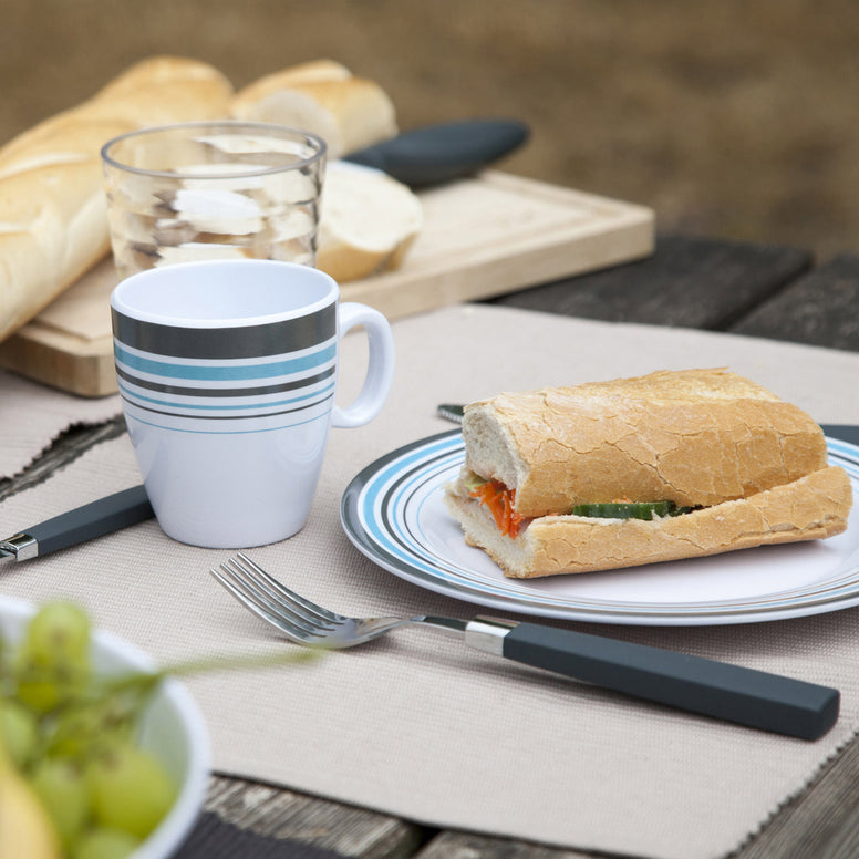 BO-CAMP Melamin Geschirr Set 16tlg - Camping Essgeschirr Reise Picknick Teller