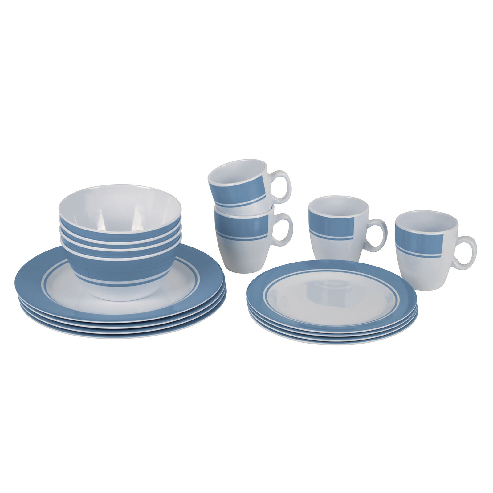 BO-CAMP Melamine Tableware Set 16-piece - Camping Dinnerware Travel Picnic Plates