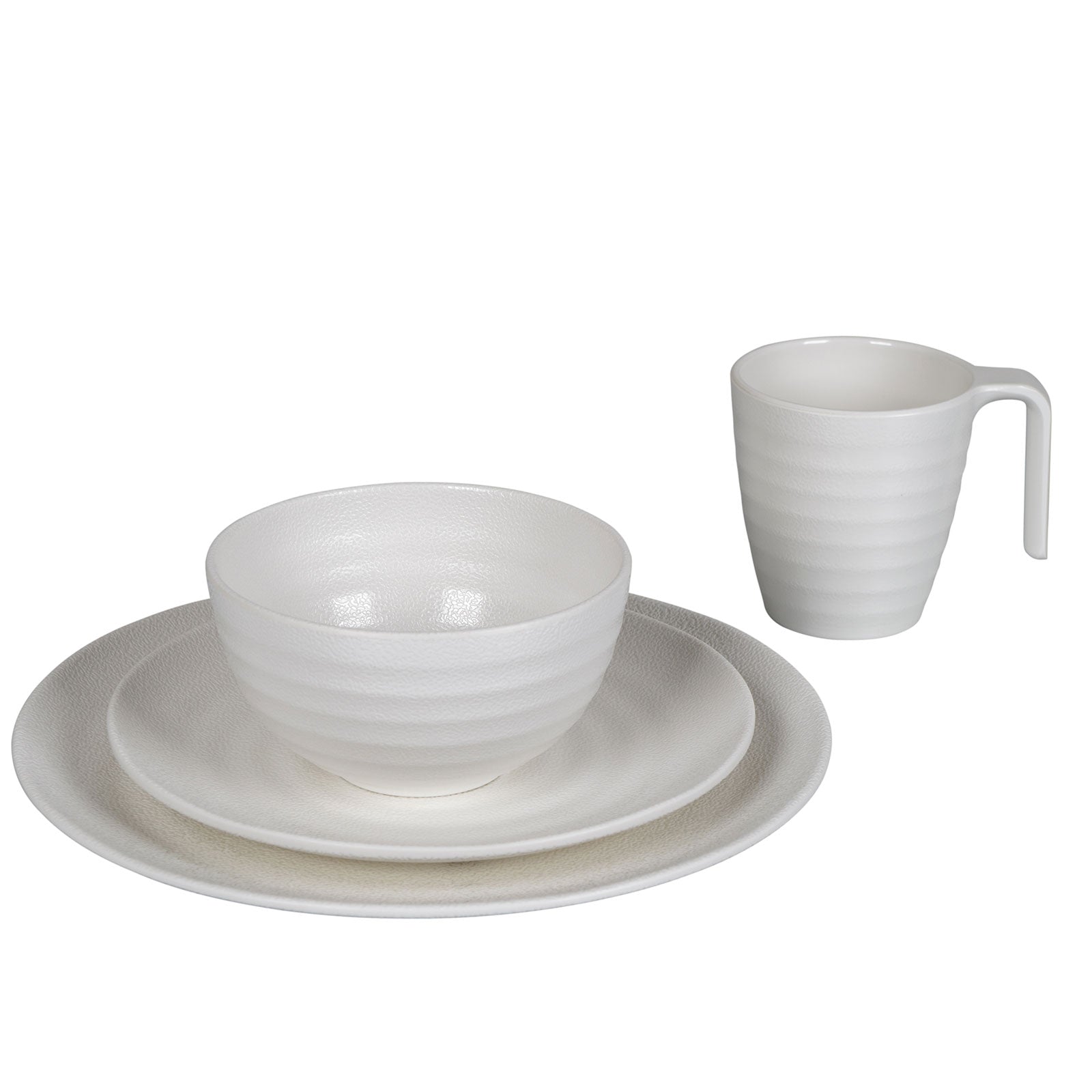 BO-CAMP Melamin Geschirr Set 16tlg - Camping Essgeschirr Reise Picknick Teller