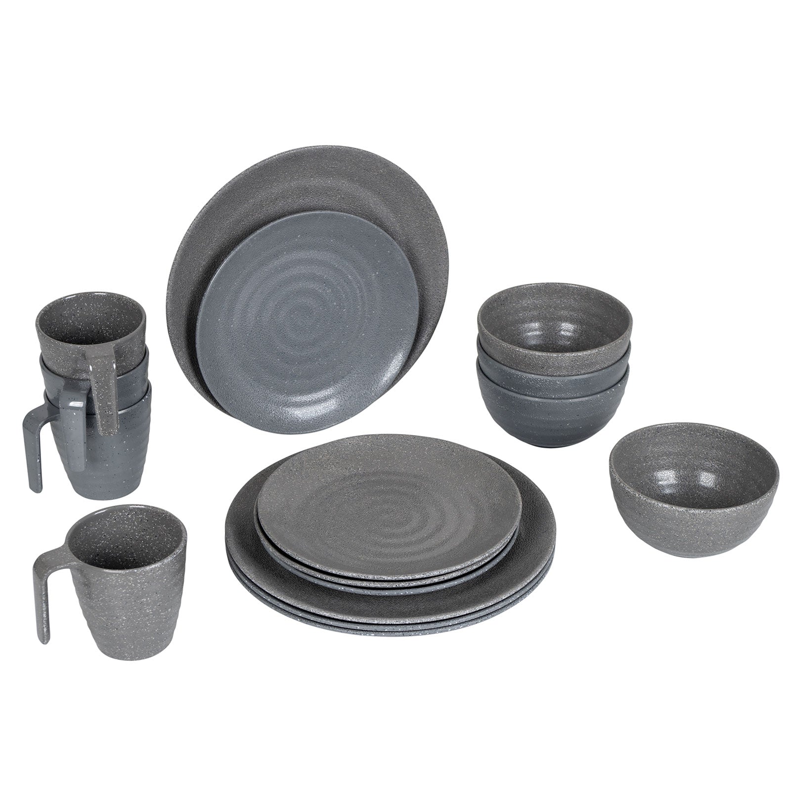 Service de table en mélamine BO-CAMP 16 pièces - Vaisselle de camping, assiettes de pique-nique de voyage