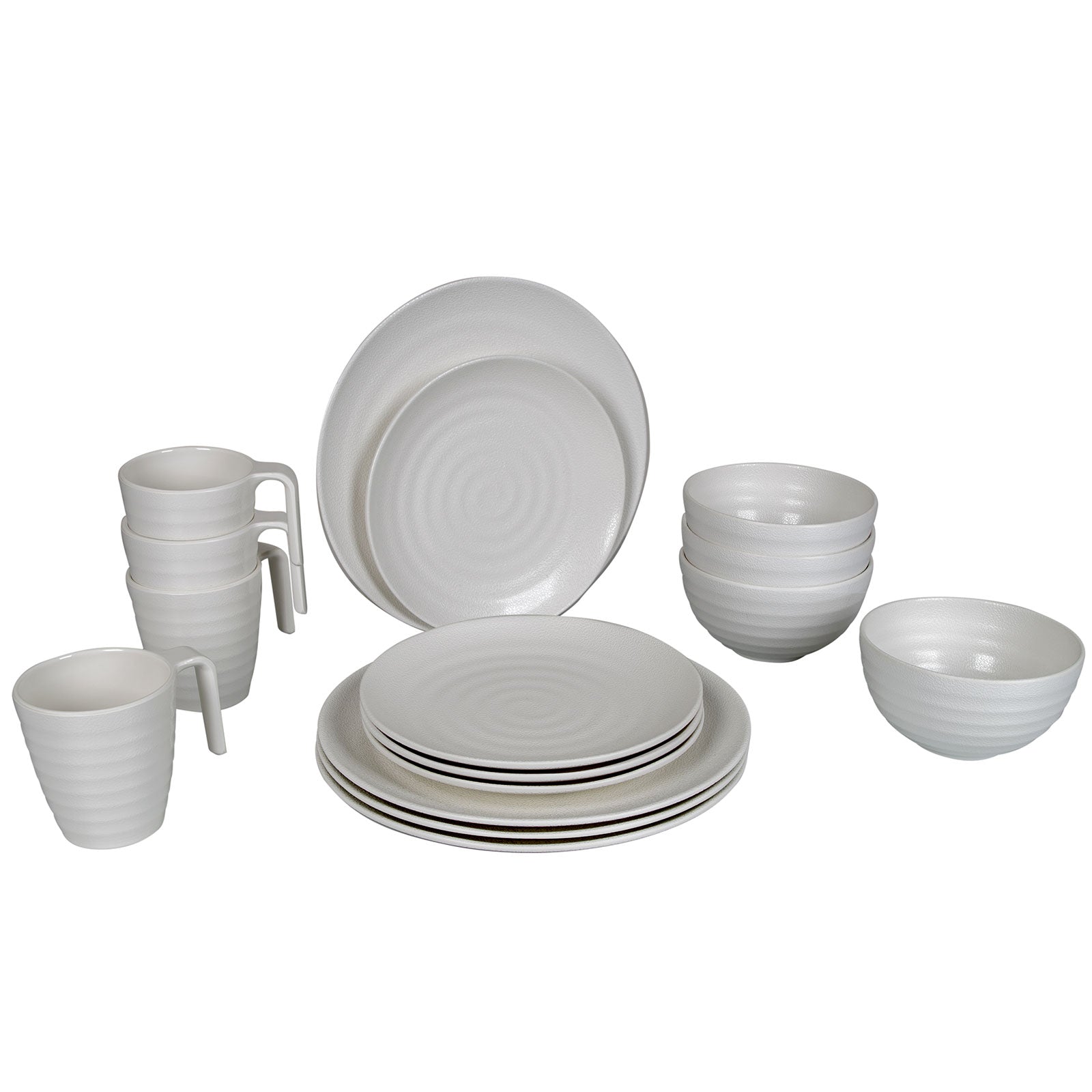 Service de table en mélamine BO-CAMP 16 pièces - Vaisselle de camping, assiettes de pique-nique de voyage