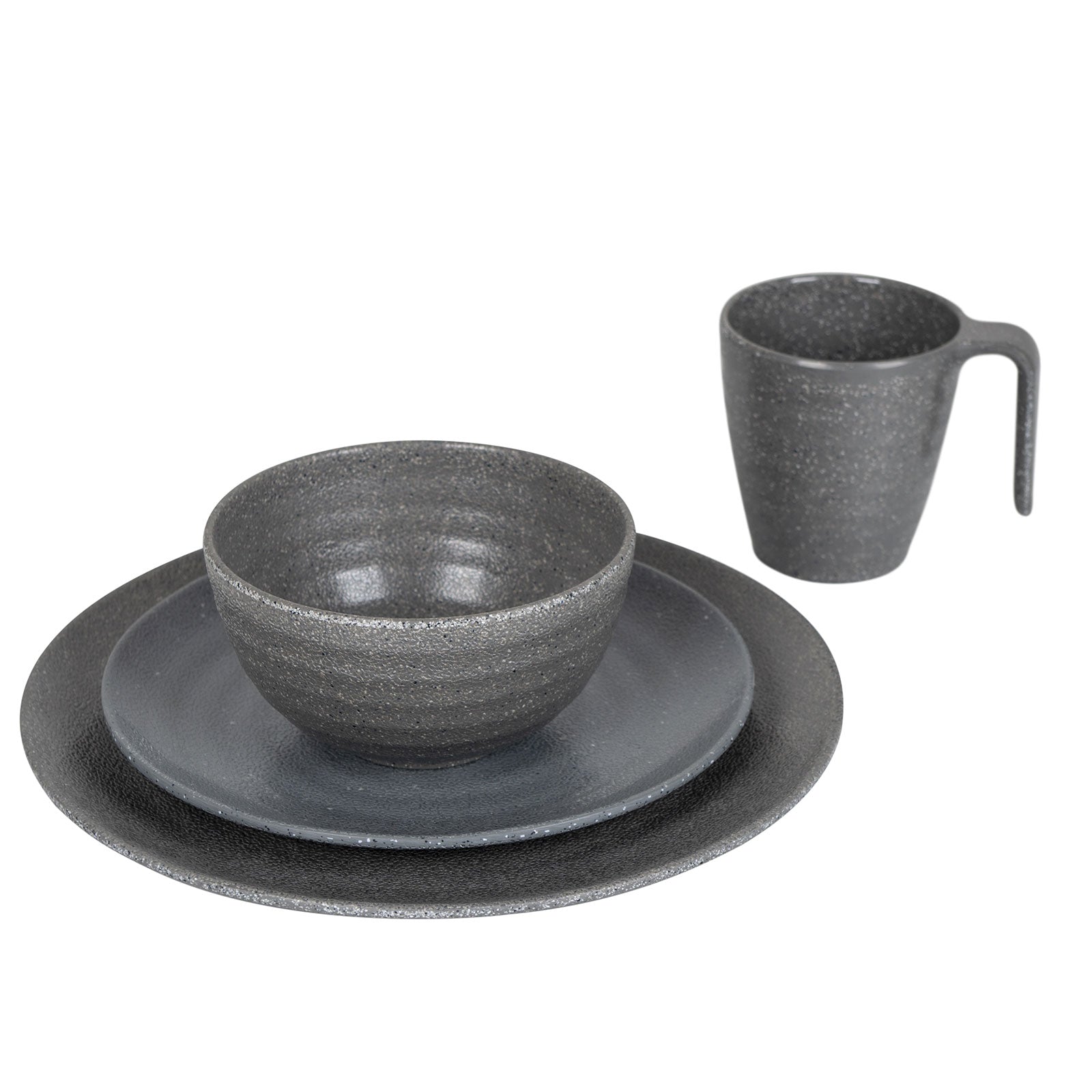 BO-CAMP Melamin Geschirr Set 16tlg - Camping Essgeschirr Reise Picknick Teller